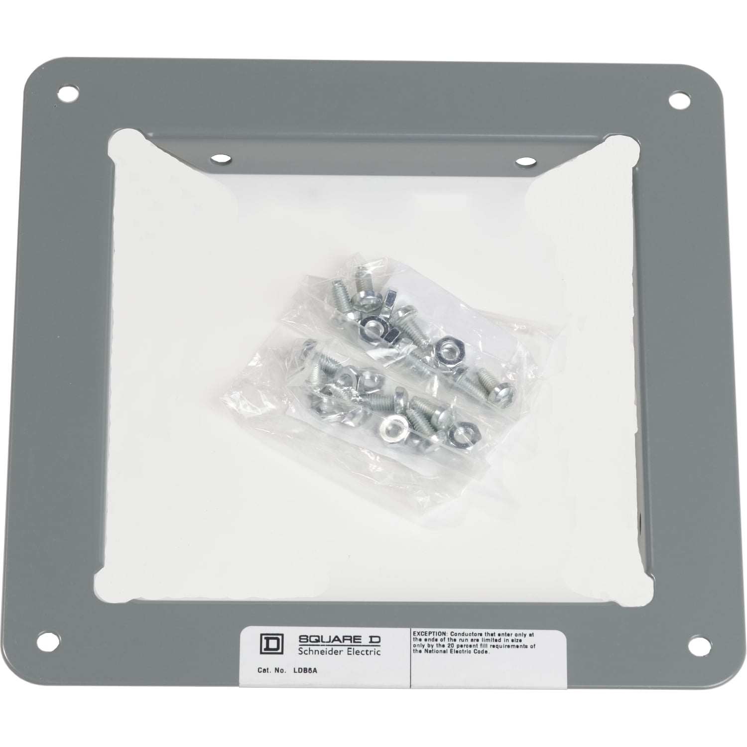 LDB6A Panel Adapter, 6 x 6 in, For Use With Type LDB NEMA 1 Wireway