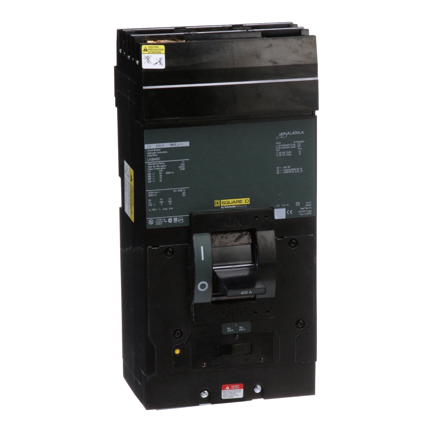 LH36400 Molded Case Circuit Breaker, 400 Amp, 3 Pole, 600V