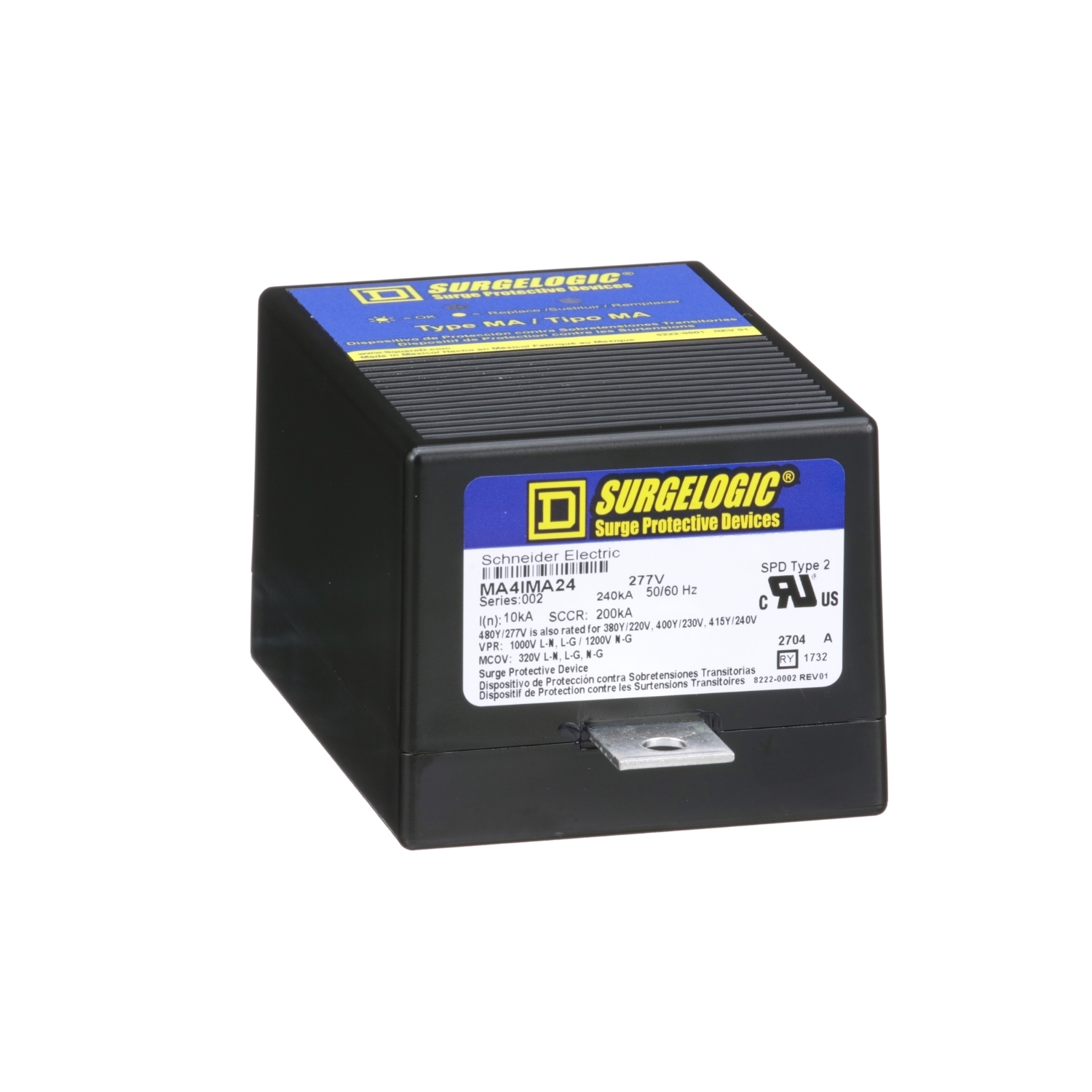 MA4IMA24 Surgelogic IMA SPD Type 2 Surge Protection Module, 480Y/277 V AC, 47 to 63 Hz, 200 kA SCCR, 3 Phase