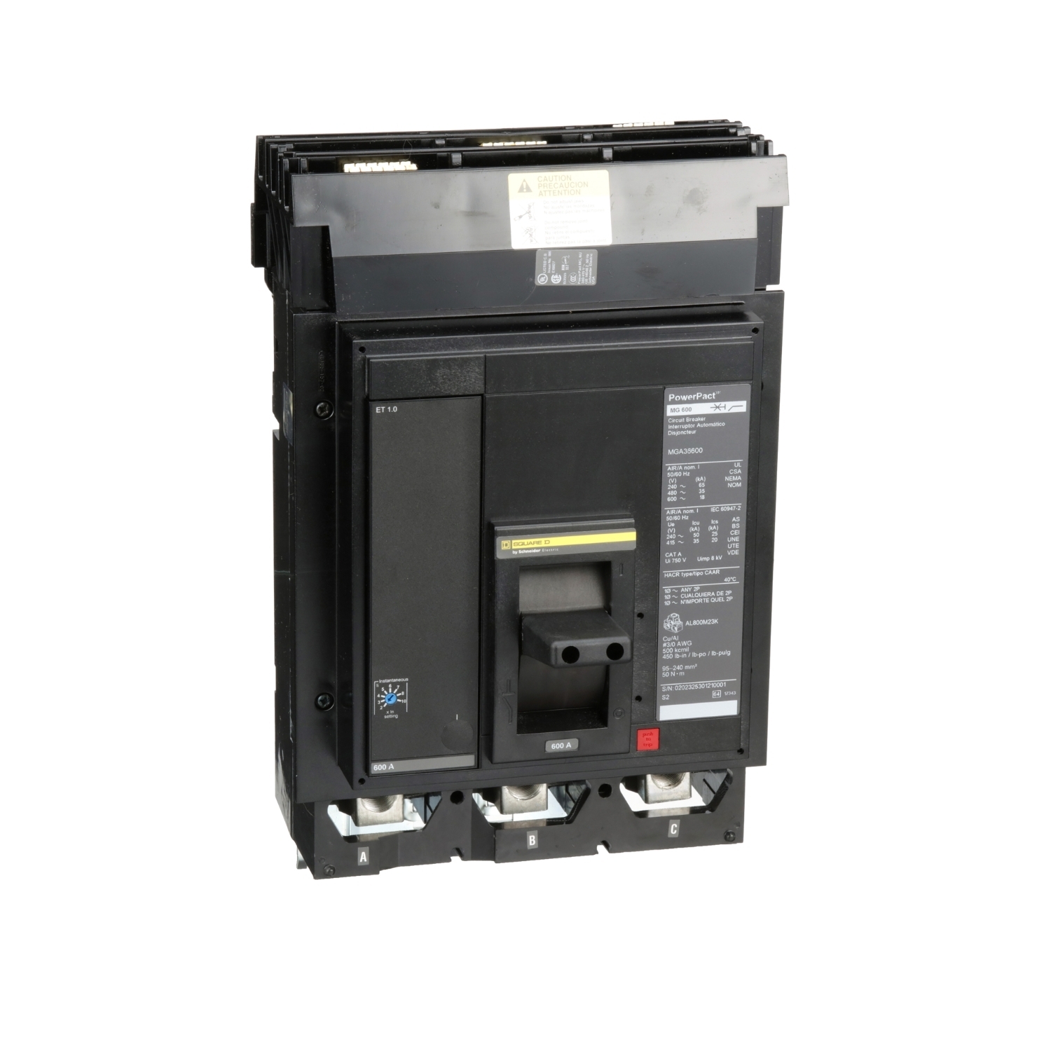 MGA36600 Molded Case Circuit Breaker, 600 Amp, 3 Pole, 600V