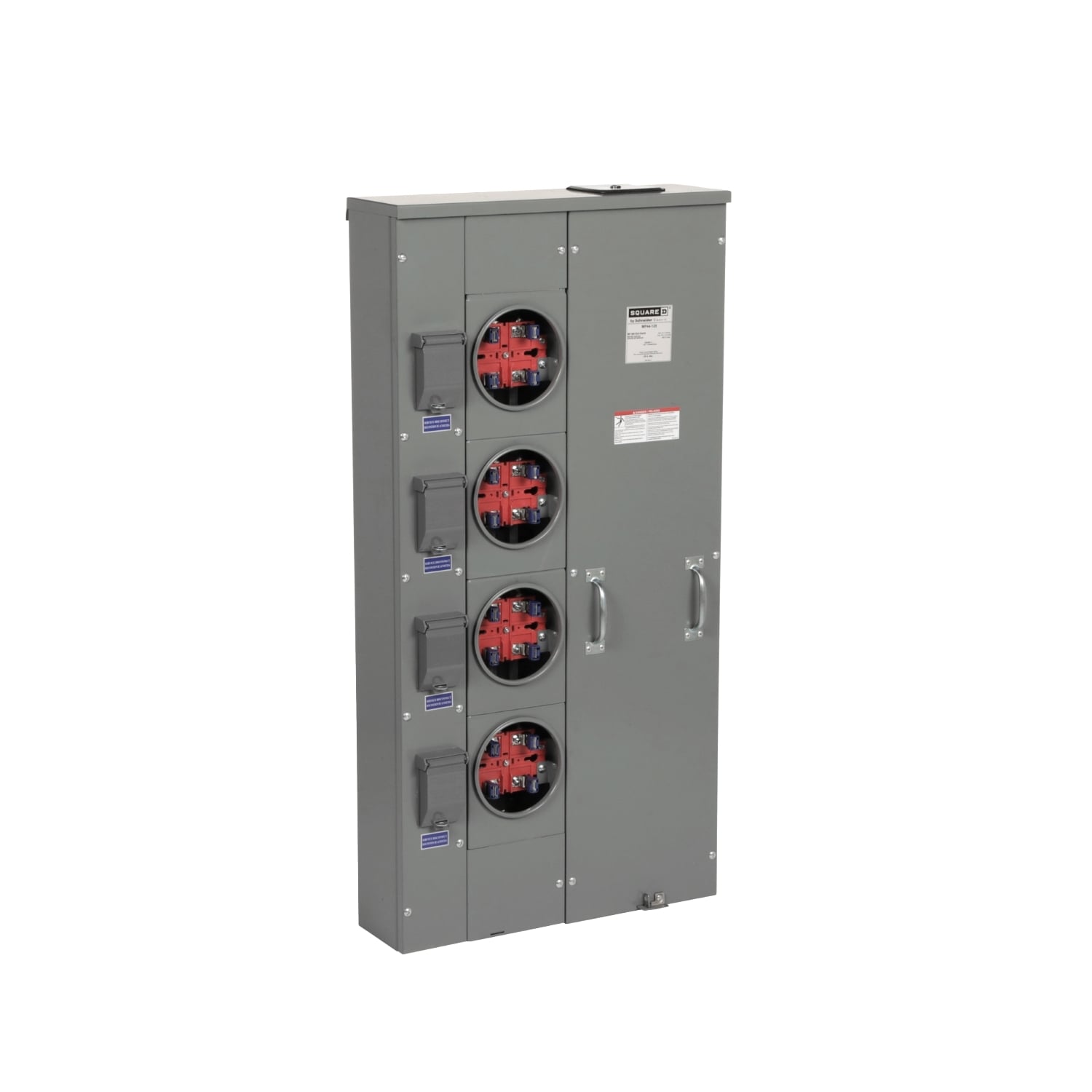 MP44125 Meter Pak Meter Center with Main Lugs, 125 Amp, 1 Phase, Ringed, No Bypass, 4 Jaw, 4 Position, OH, UG, 240V