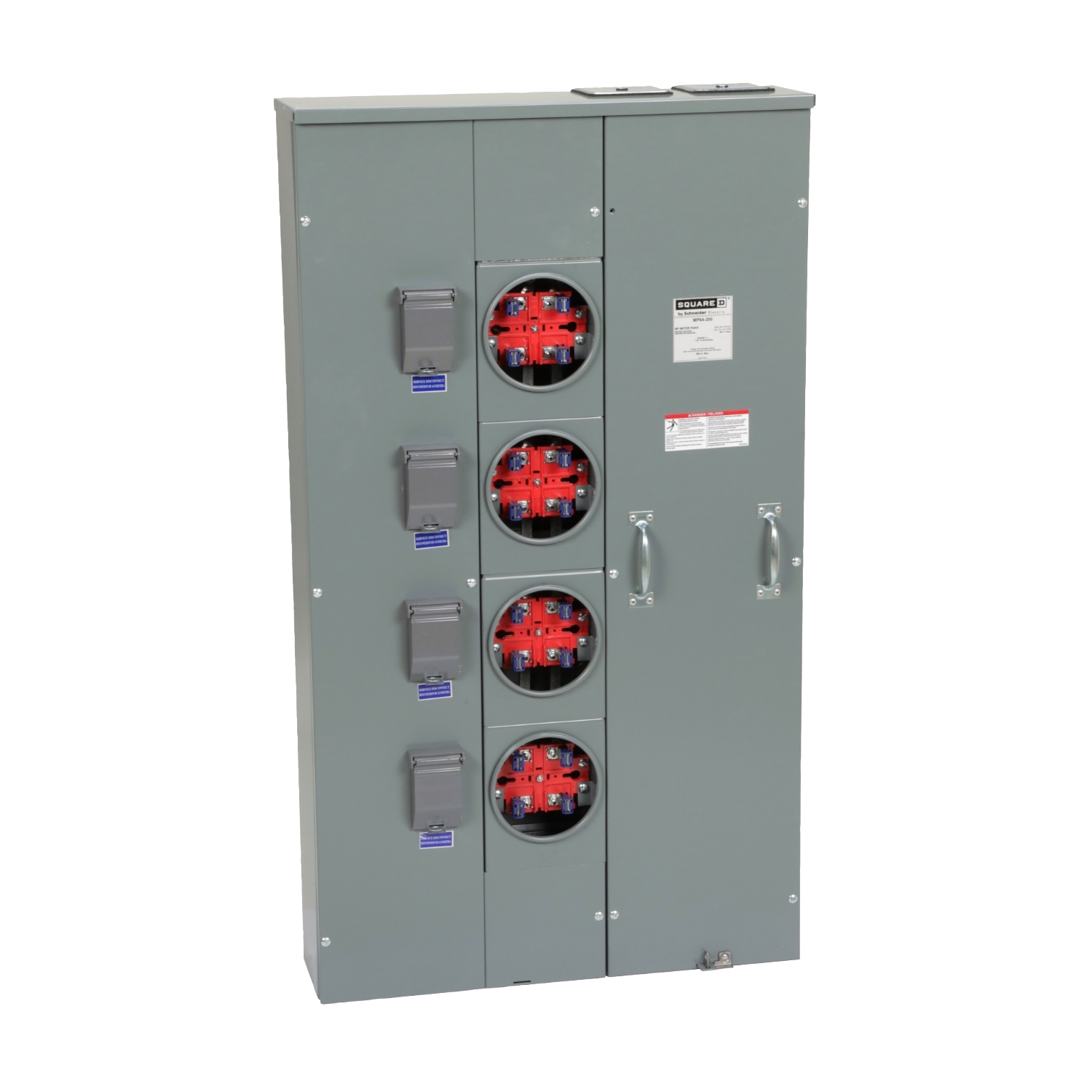 MP64200 Meter Pak Meter Center, 200 Amp, 1 Phase, Ringed, No Bypass, 4 Jaw, 4 Position, OH, UG, 240V
