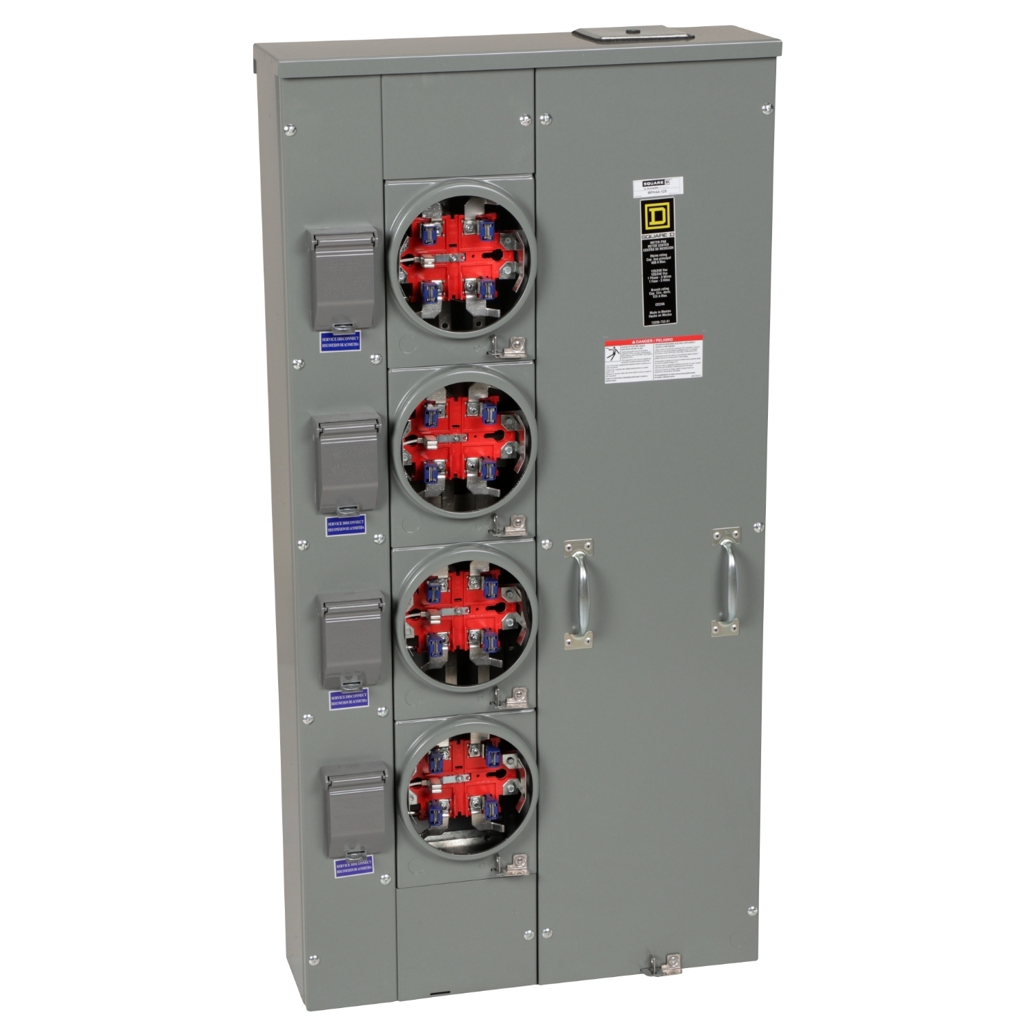 MPH44125 MP Meter Pak Meter Center, 125 Amp, 1 Phase, Ringless, Horn, 5 Jaw, 4 Socket, OH, UG, 240V