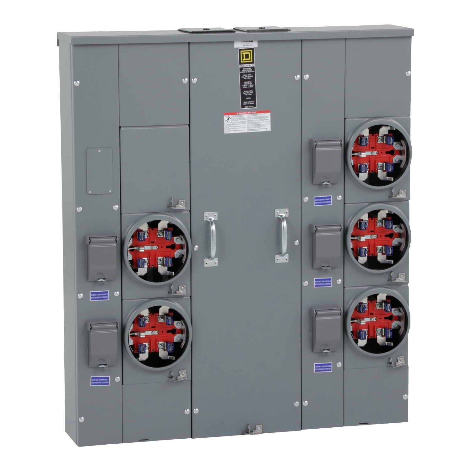 MPH55125 MP Meter Pak Meter Center, 125 Amp, 1 Phase, Ringless, Horn, 5 Jaw, 5 Socket, OH, UG, 240V