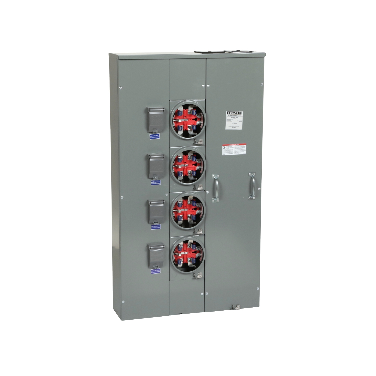 MPH64200 MP Meter Pak Meter Center, 200 Amp, 1 Phase, Ringless, Horn, 5 Jaw, 4 Socket, OH, UG, 240V