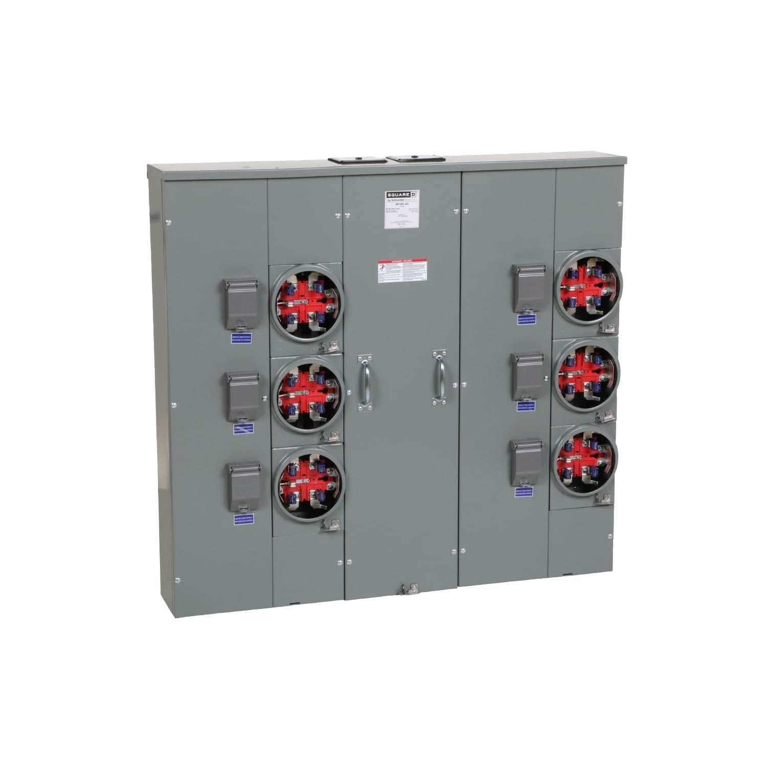 MPH86200 MP Meter Pak Meter Center, 200 Amp, 1 Phase, Ringless, Horn, 5 Jaw, 6 Socket, OH, UG, 240V