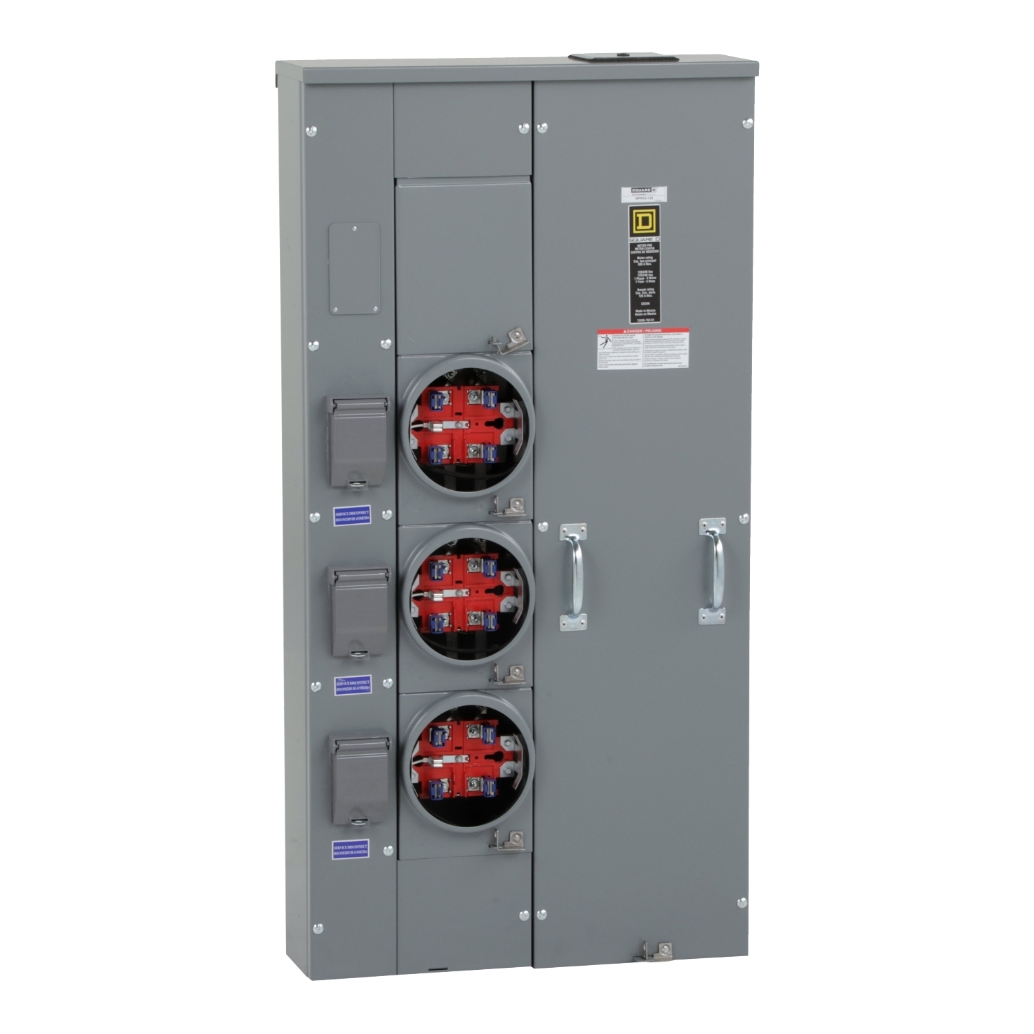 MPR33125 MP Meter Pak Meter Center, 125 Amp, 1 Phase, Ringless, No Bypass, 5 Jaw, 3 Socket, OH, UG, 240V