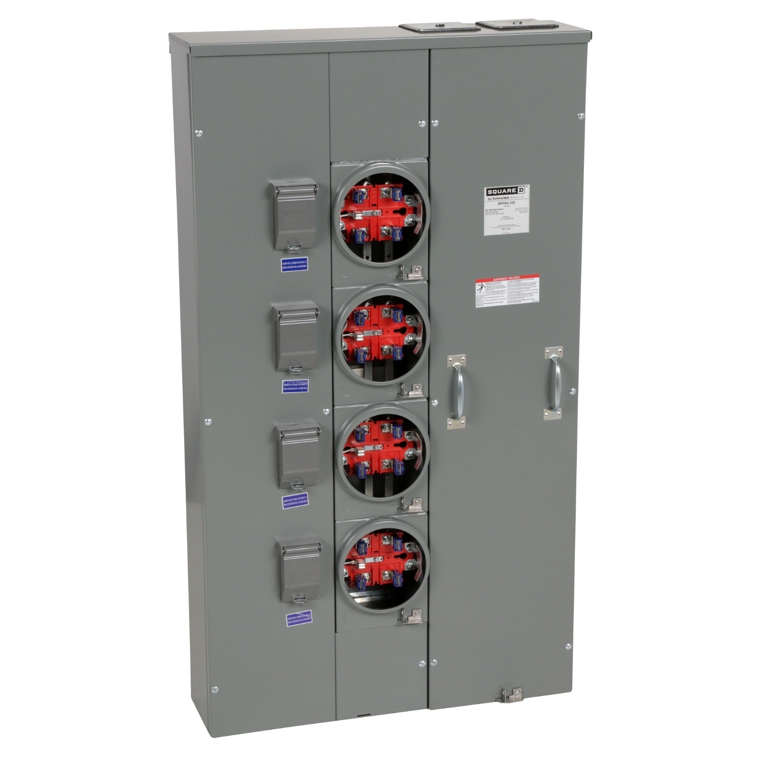 MPR64200 MP Meter Pak Meter Center, 200 Amp, 1 Phase, Ringless, No Bypass, 5 Jaw, 4 Socket, OH, UG, 240V