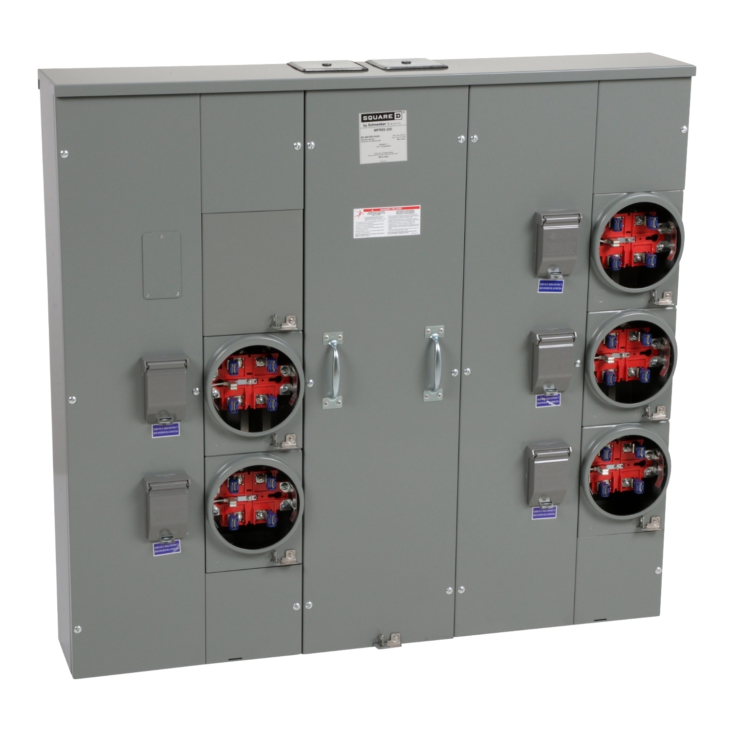 MPR85200 MP Meter Pak Meter Center, 200 Amp, 1 Phase, Ringless, No Bypass, 5 Jaw, 5 Socket, OH, UG, 240V