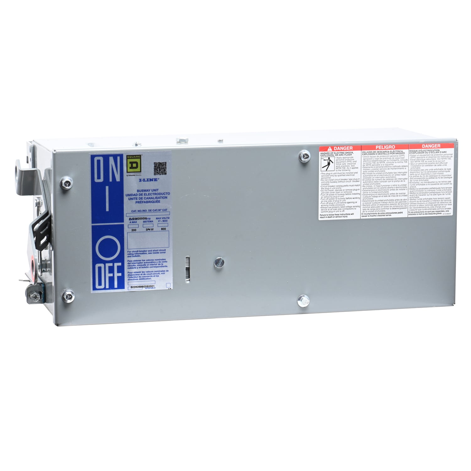 PJD36200GN I-Line 3-Pole Low Ampere II Busway Circuit Breaker Plug-In Unit, 600 V AC, 200 to 250 A, 3+G+N Wires, JD Frame, NEMA 1 Enclosure