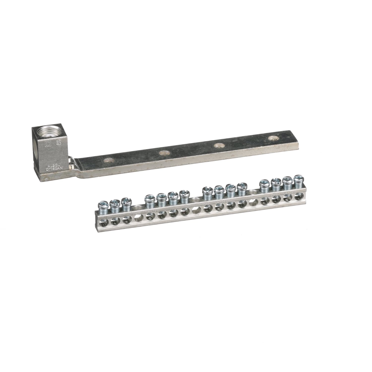 PK15GTAL Equipment Ground Bar Assembly, 8.13 in L, 14 to 4 AWG, 1 to 4/0 AWG, 15 Terminals, For Use With QO Load Center and Type PK Circuit Breaker
