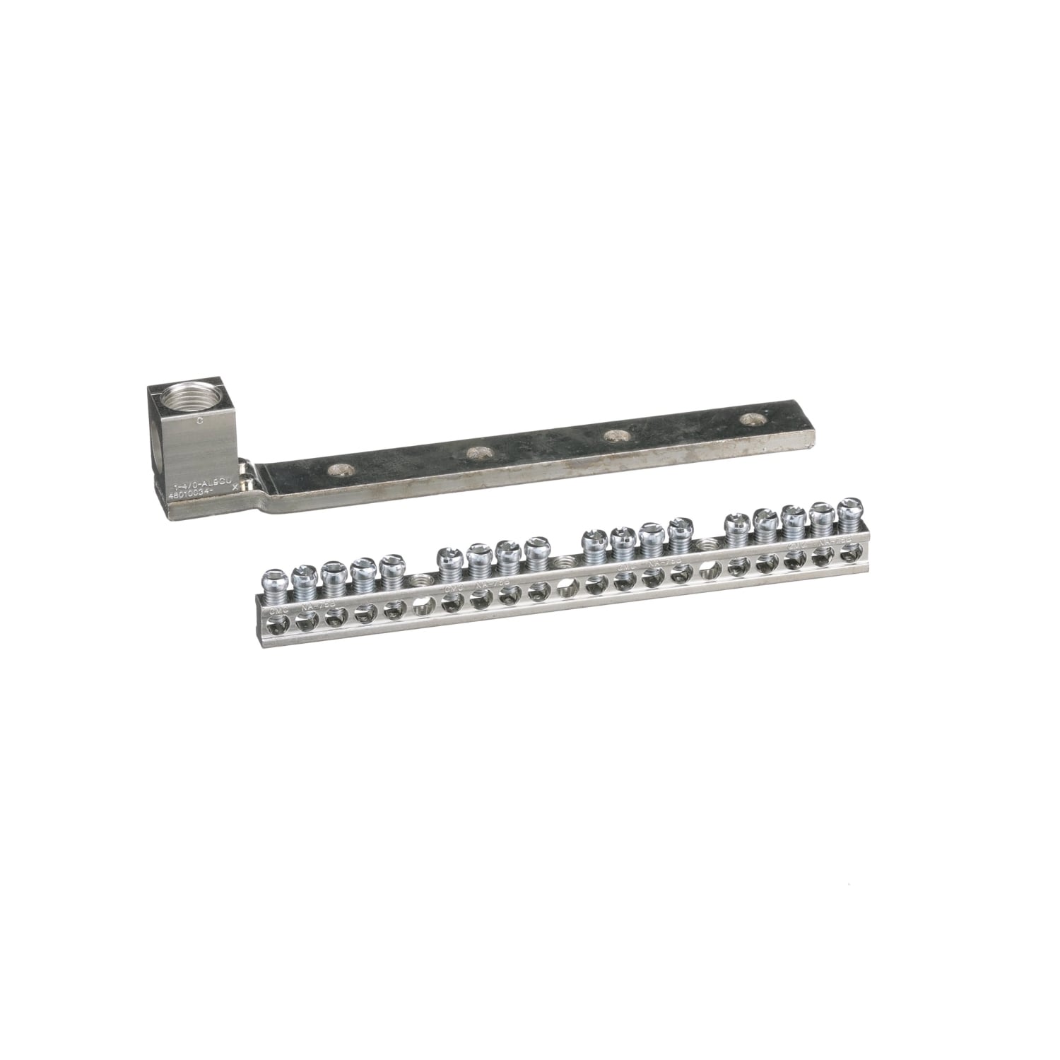 PK18GTAL Ground Bar Assembly, 15.9 in L, 1 to 4/0 AWG Aluminum/Copper Conductor, 18 Terminals, For Use With QO Load Center and Type PK Circuit Breaker