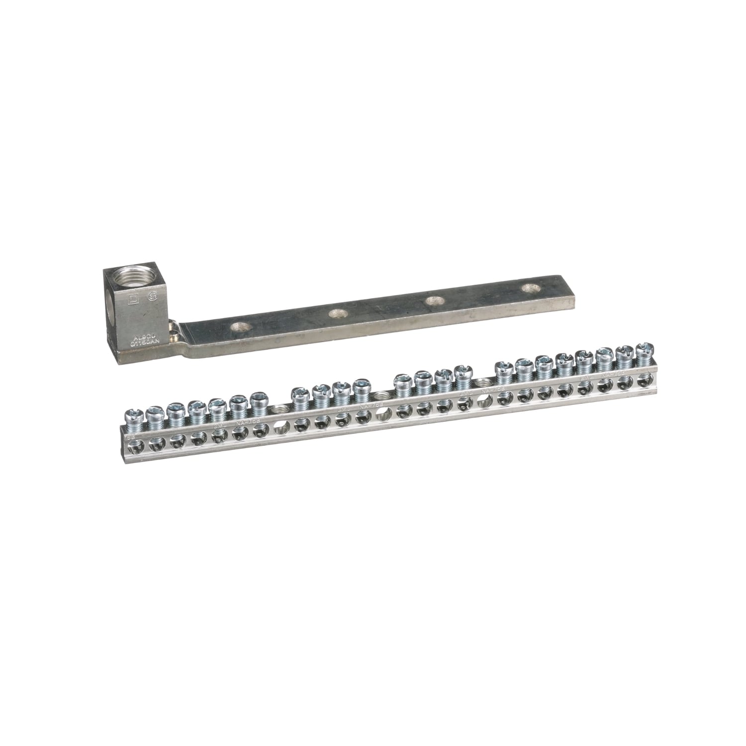 PK23GTAL Ground Bar With Copper Lug, 16 in L, 1 to 4/0 AWG Aluminum/Copper Conductor, 23 Terminals, For Use With QO Load Center and Type PK Circuit Breaker