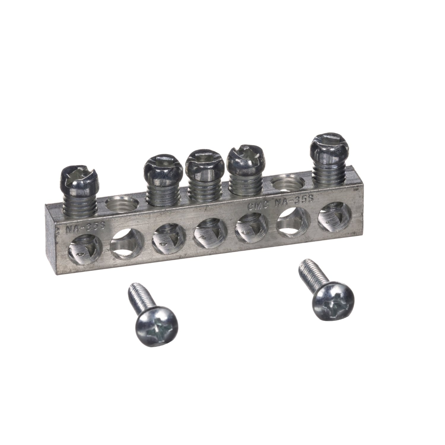 PK5GTA Surface Mount Ground Bar Assembly, 2-1/4 in L, 14 to 4 AWG Aluminum/Copper Conductor, 5 Terminals, For Use With QO Load Center
