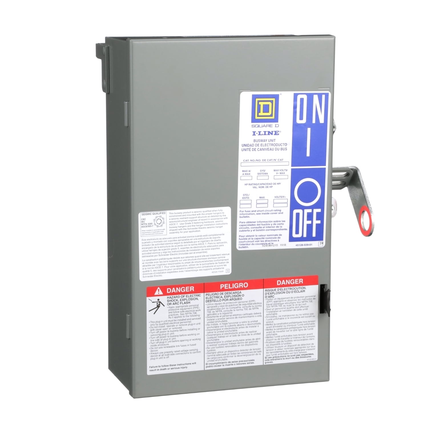 PQ4206G I-Line II Type H Busway Fusible Plug-In Unit, 120/208 V AC, 60 A, 3 Wires, FS Frame, NEMA 1 Enclosure
