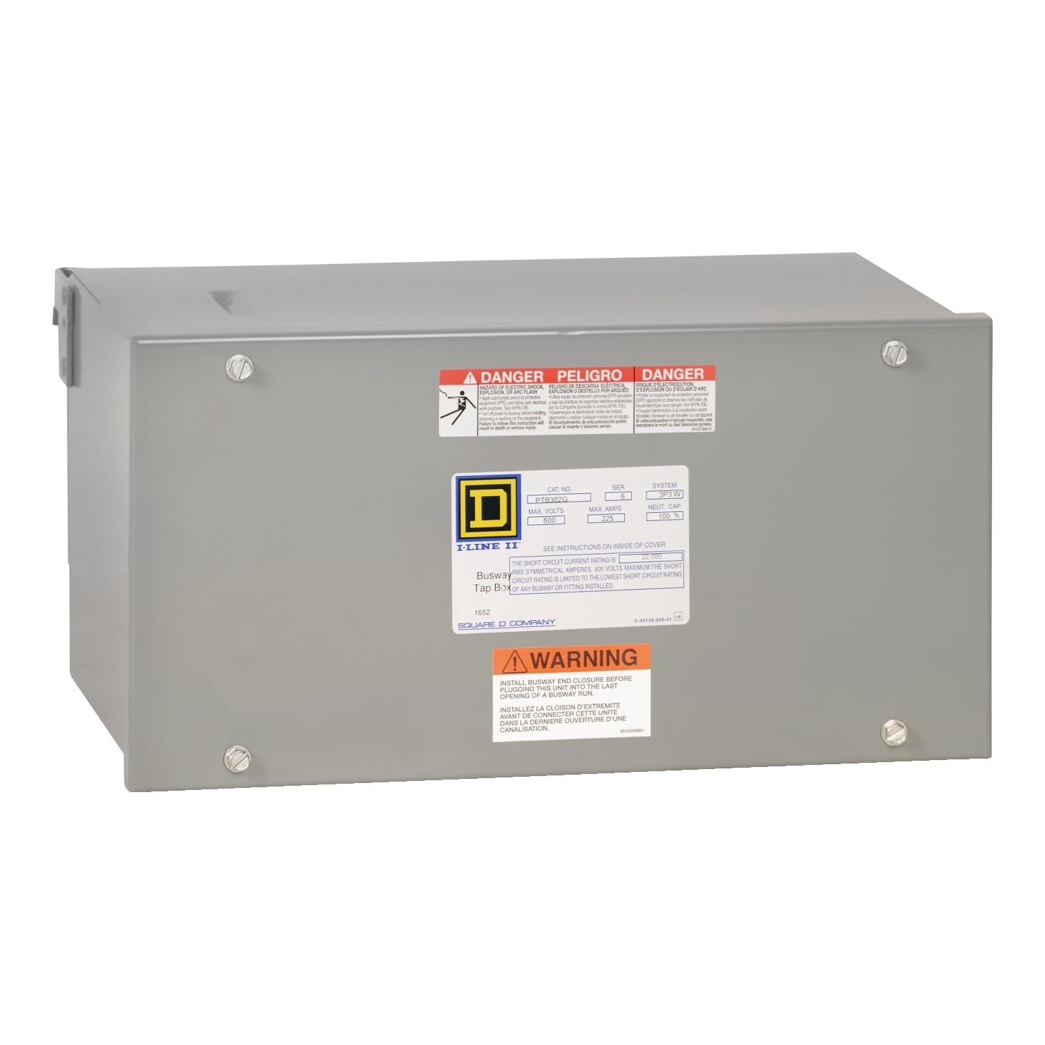 PTB516GV I-Line 3-Phase 4-Wire Busway Tap Box, 800 to 1600 A, For Use With Vertical Mount Busway