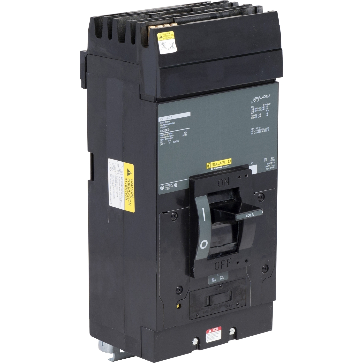 Q432400 Molded Case Circuit Breaker, 400 Amp, 3 Pole, 240V