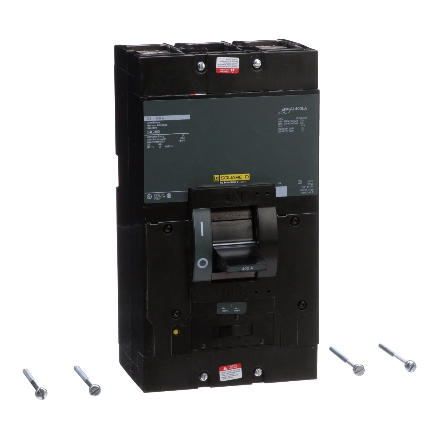 Q4L2400 Molded Case Circuit Breaker, 400 Amp, 2 Pole, 240V