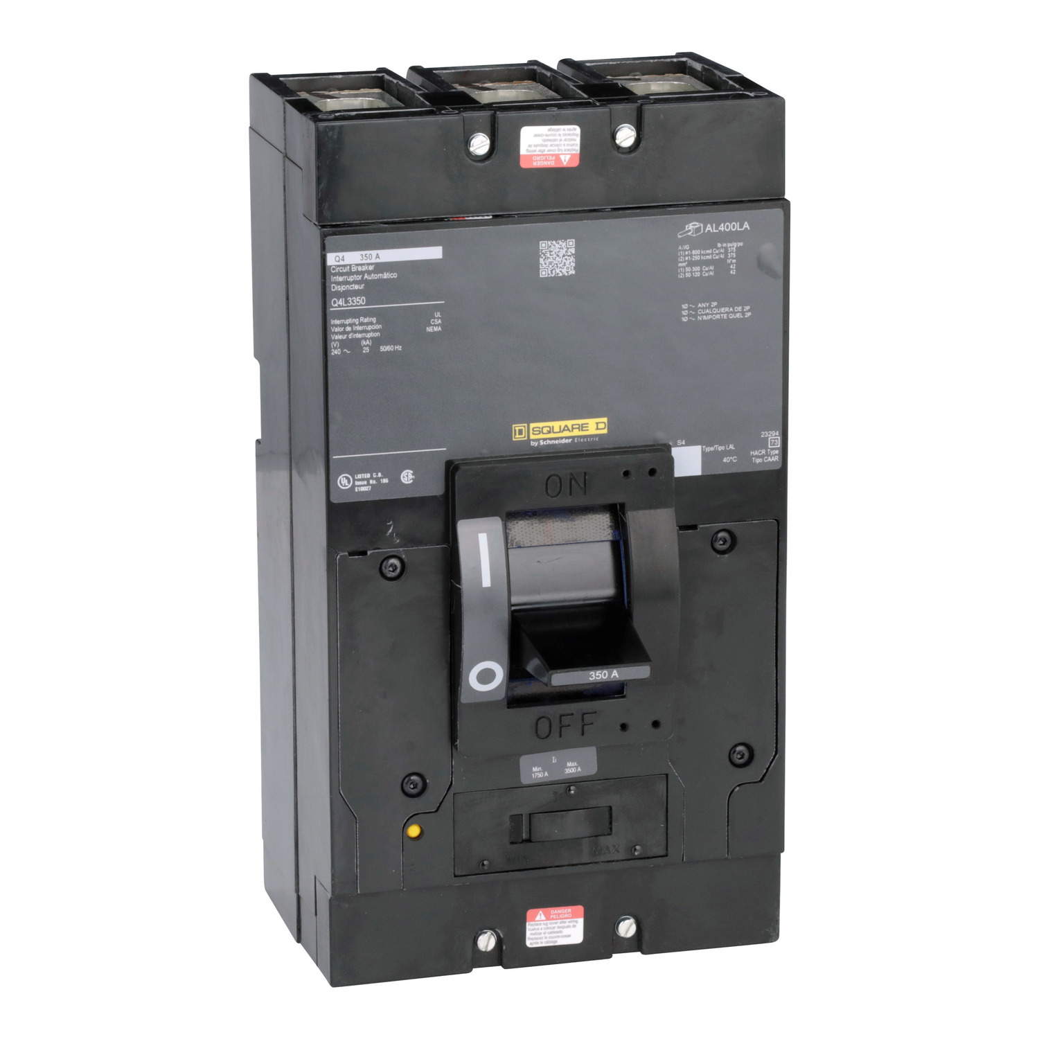 Q4L3350 Molded Case Circuit Breaker, 350 Amp, 3 Pole, 240V
