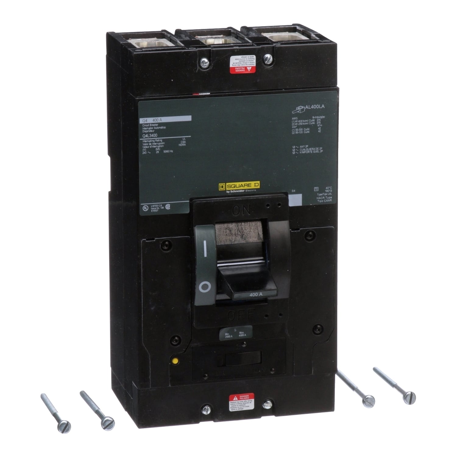 Q4L3400 Molded Case Circuit Breaker, 400 Amp, 3 Pole, 240V