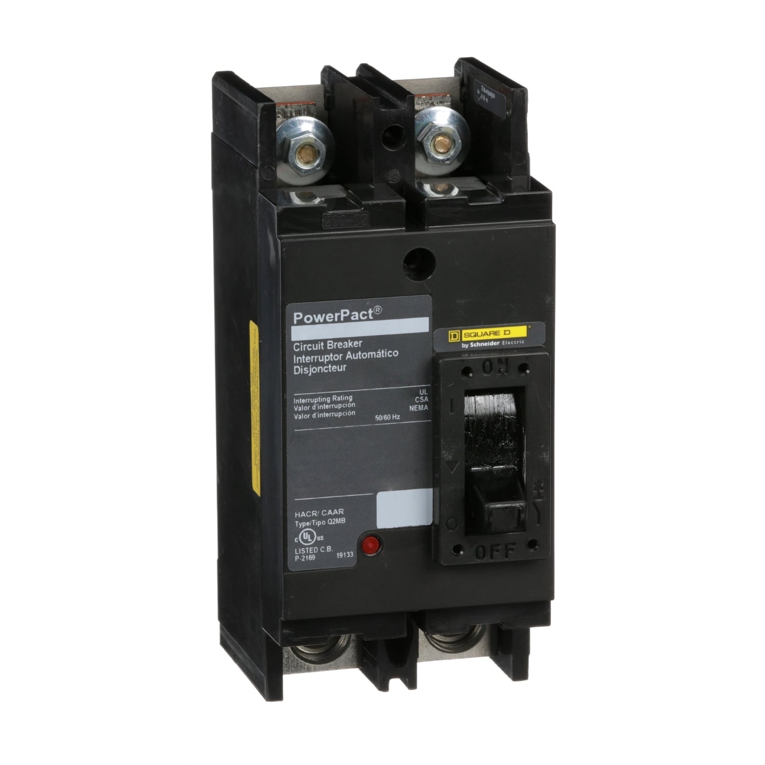 QGP22125TM PowerPact MasterPact Molded Case Circuit Breaker, 240 V AC, 125 A, 65 kA Interrupt, 2 Poles, Thermal Magnetic Trip