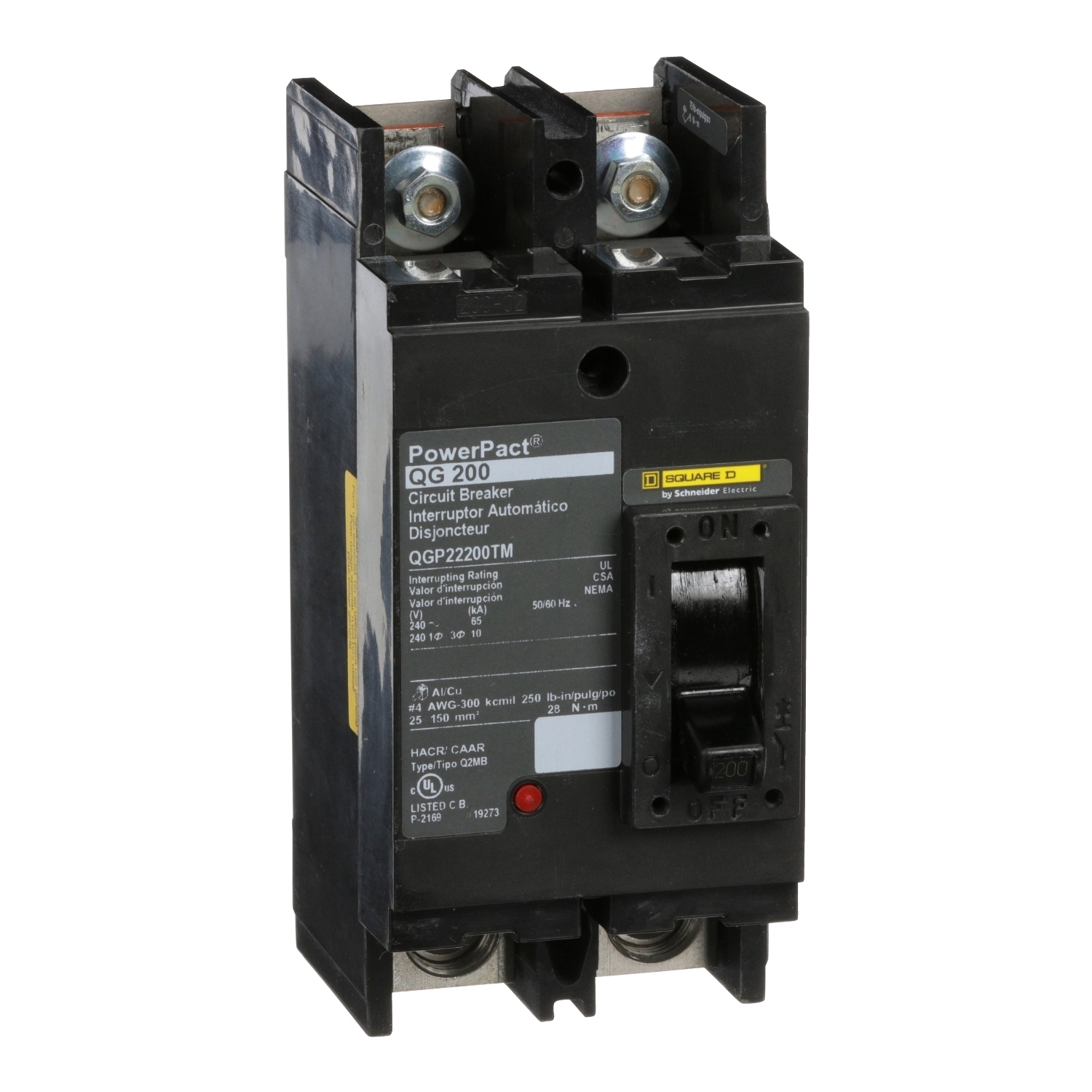 QGP22200TM Molded Case Circuit Breaker, 200 Amp, 2 Pole, 240V
