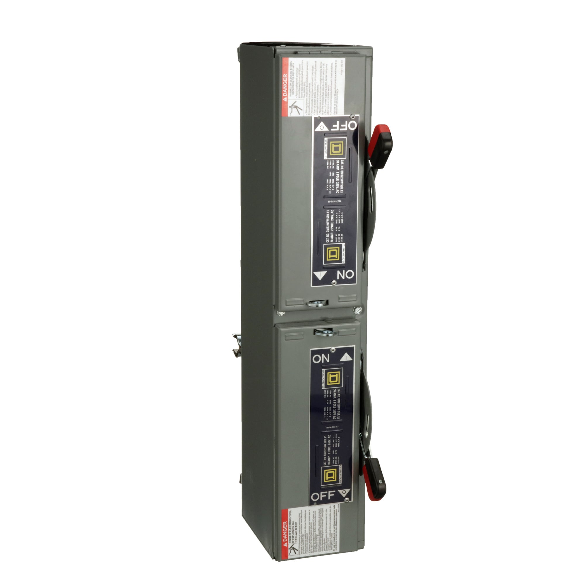 QMB221TW Fusible Twin Branch Switch Unit, 240 V AC/250 V DC, 30 A, 3, 7-1/2, 5 hp Power Rating, 2 Poles, 200 kA Interrupt