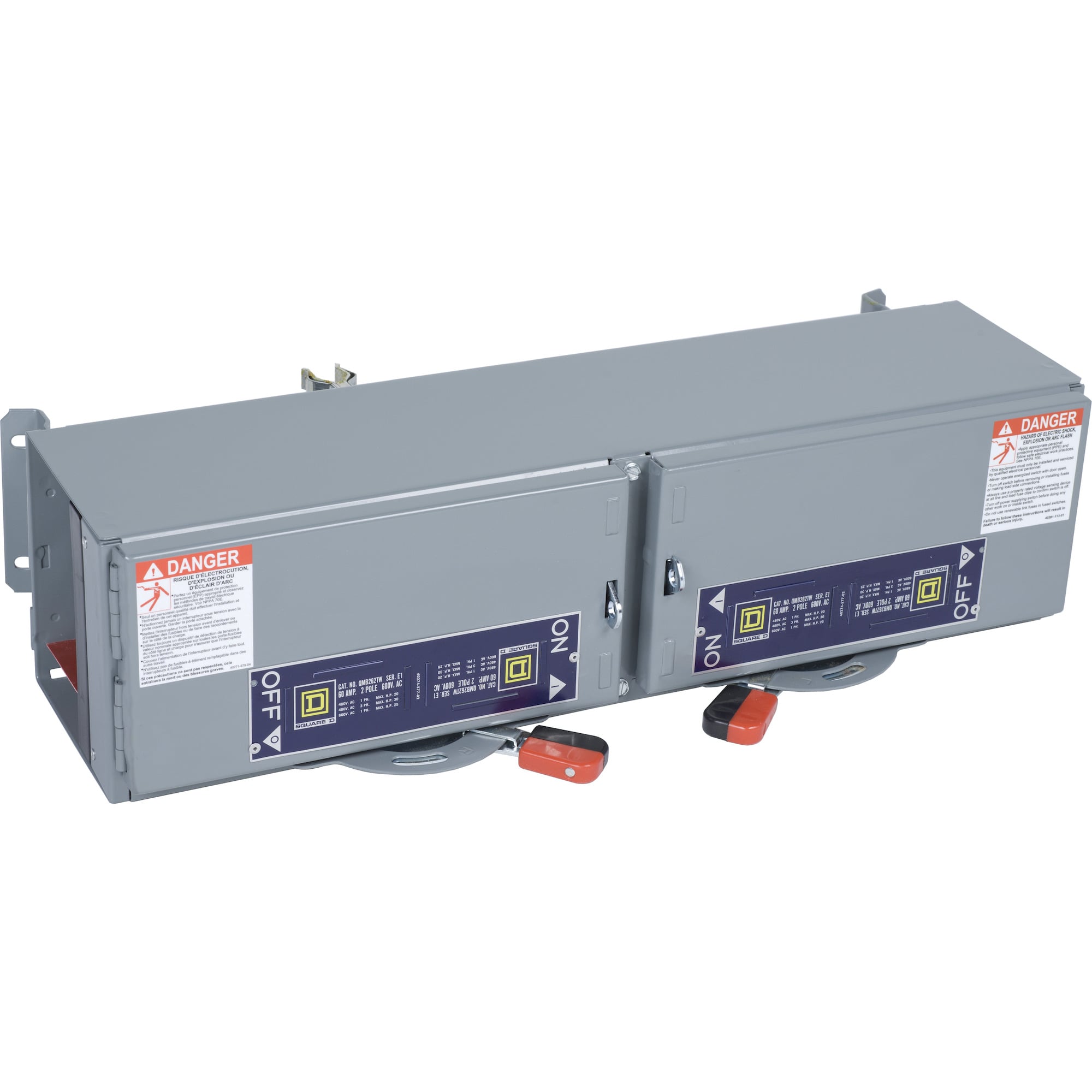 QMB223TW Fusible Twin Branch Switch Unit, 240 V AC/250 V DC, 100 A, 15, 30, 20 hp Power Rating, 2 Poles, 200 kA Interrupt