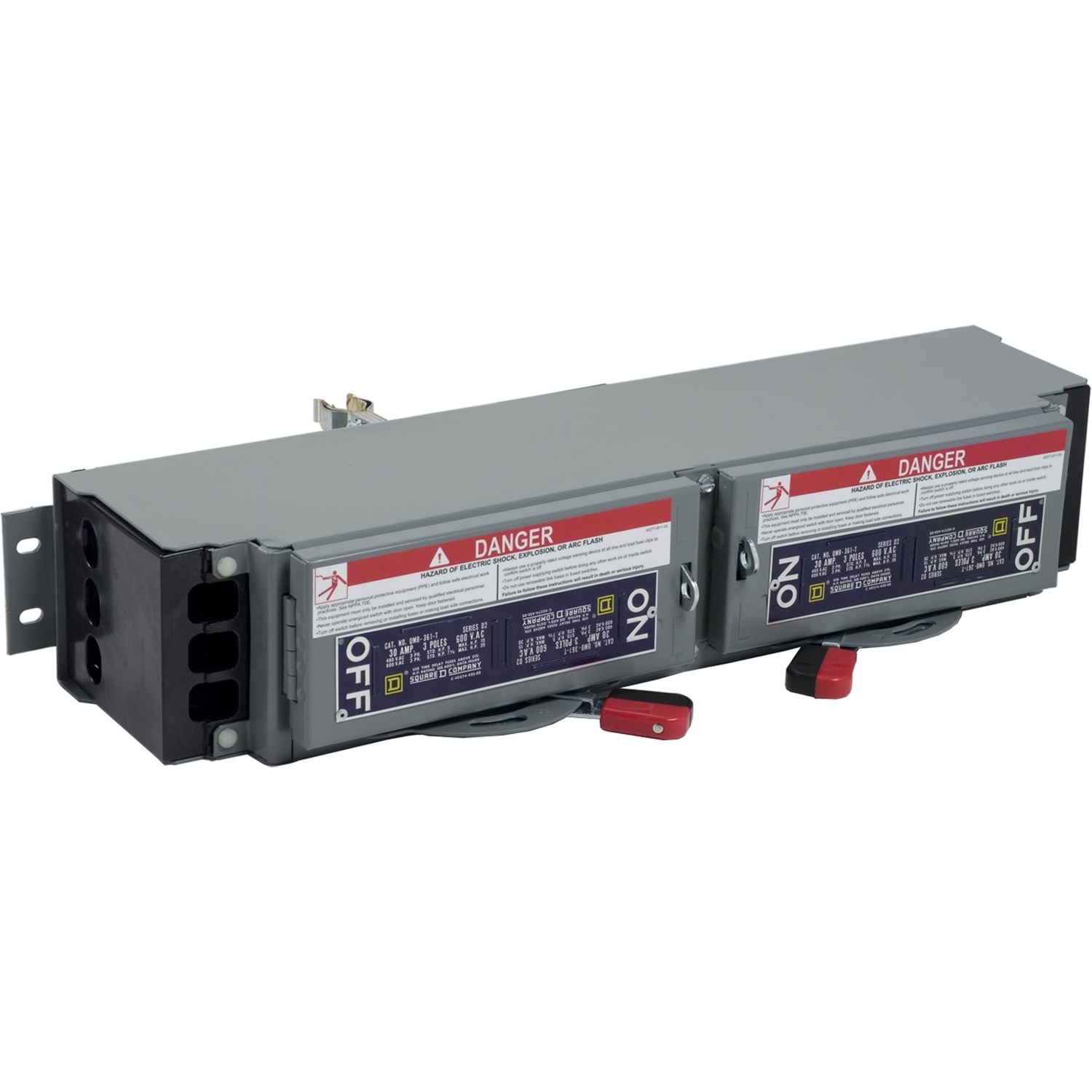 QMB361T Fusible Twin Panelboard Disconnect Switch, 600 VAC, 30 A, 3PST Contact, 3 Poles