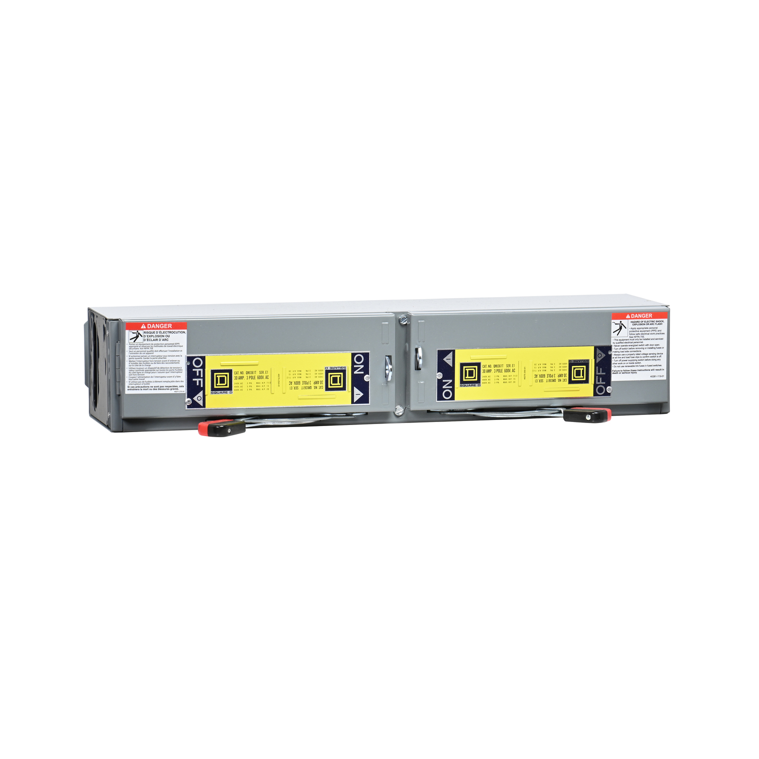 QMJ361T Fusible Single Throw Twin Disconnect Branch Switch, 600 VAC, 30 A, 3 hp, 7-1/2 hp, 3PST Contact, 3 Poles