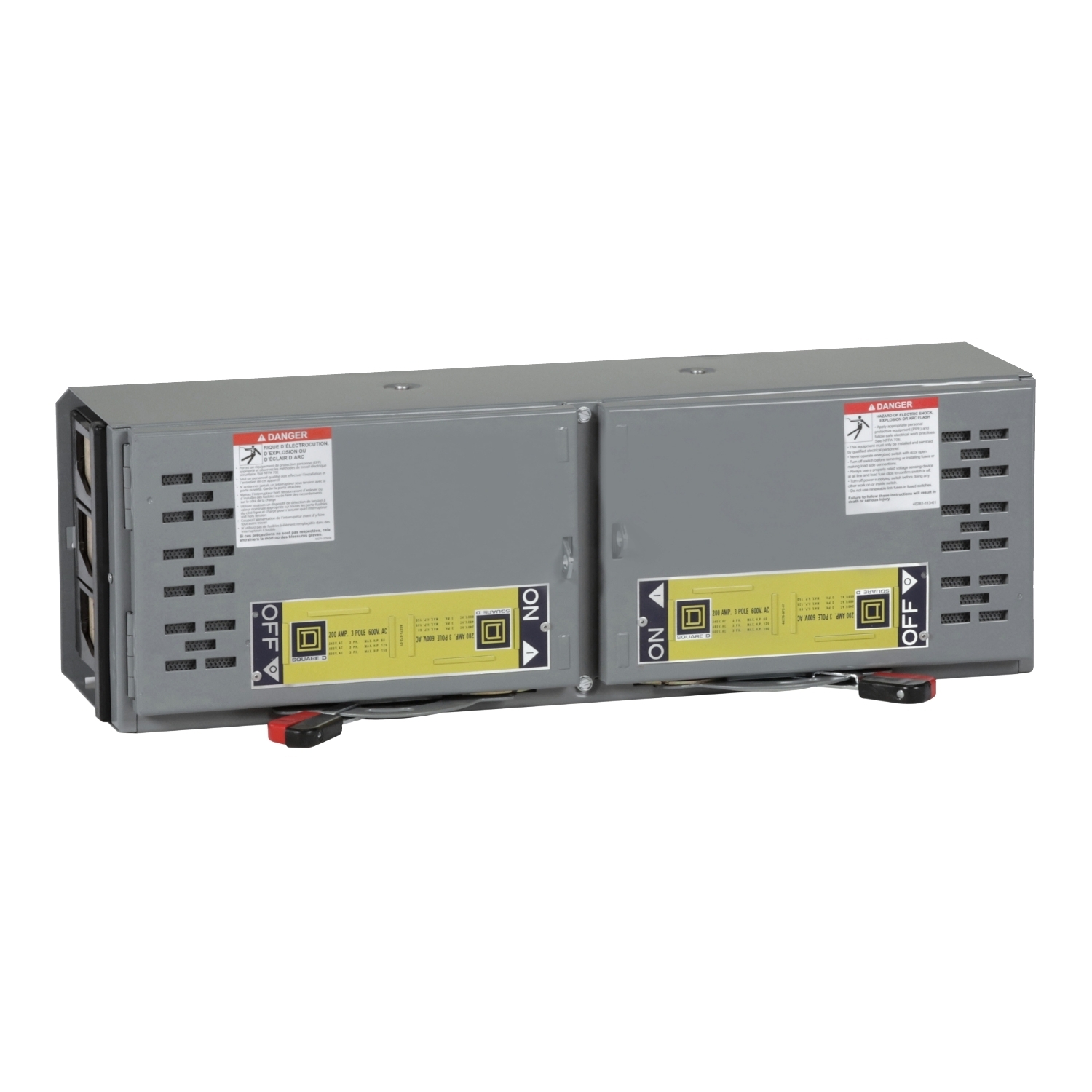 QMJ364T Fusible Twin Disconnect Branch Switch, 600 VAC, 200 A, 25 hp, 60 hp, 3PST Contact, 3 Poles