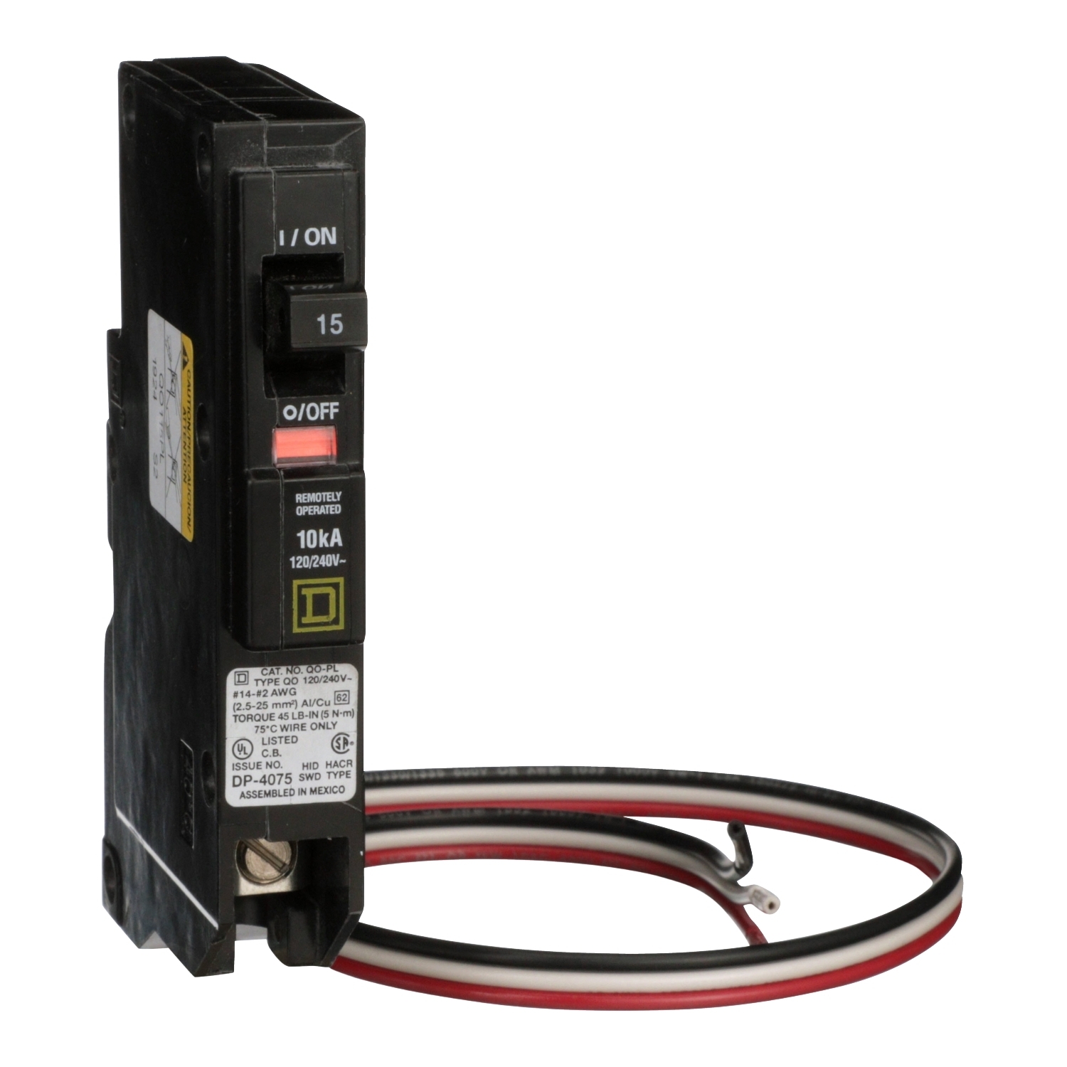 QO115PL Miniature Circuit Breaker, 15 Amp, 1 Pole, 120/240V