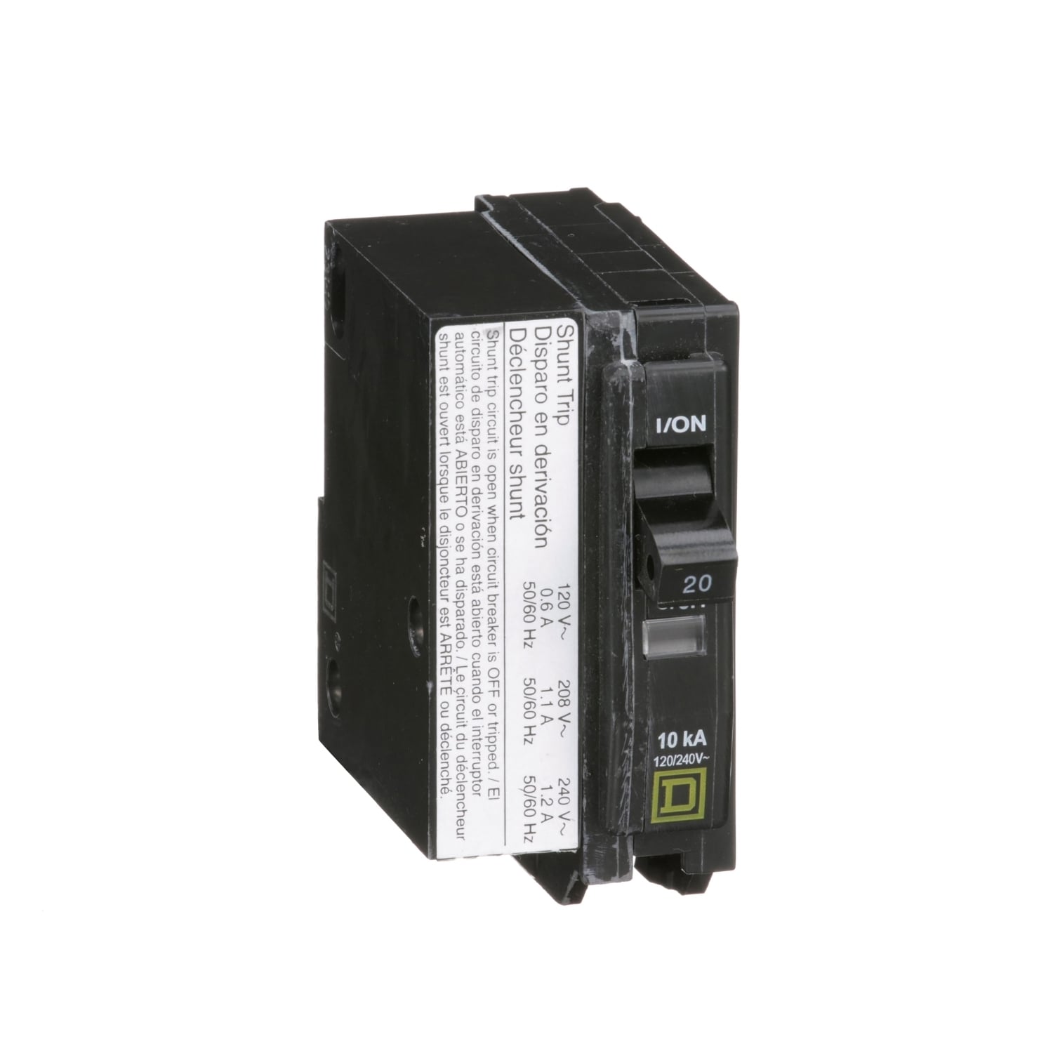 QO1201021 Standard Miniature Circuit Breaker, 120/240 V AC, 20 A, 10 kA Interrupt, 1 Poles, Thermal Magnetic Trip