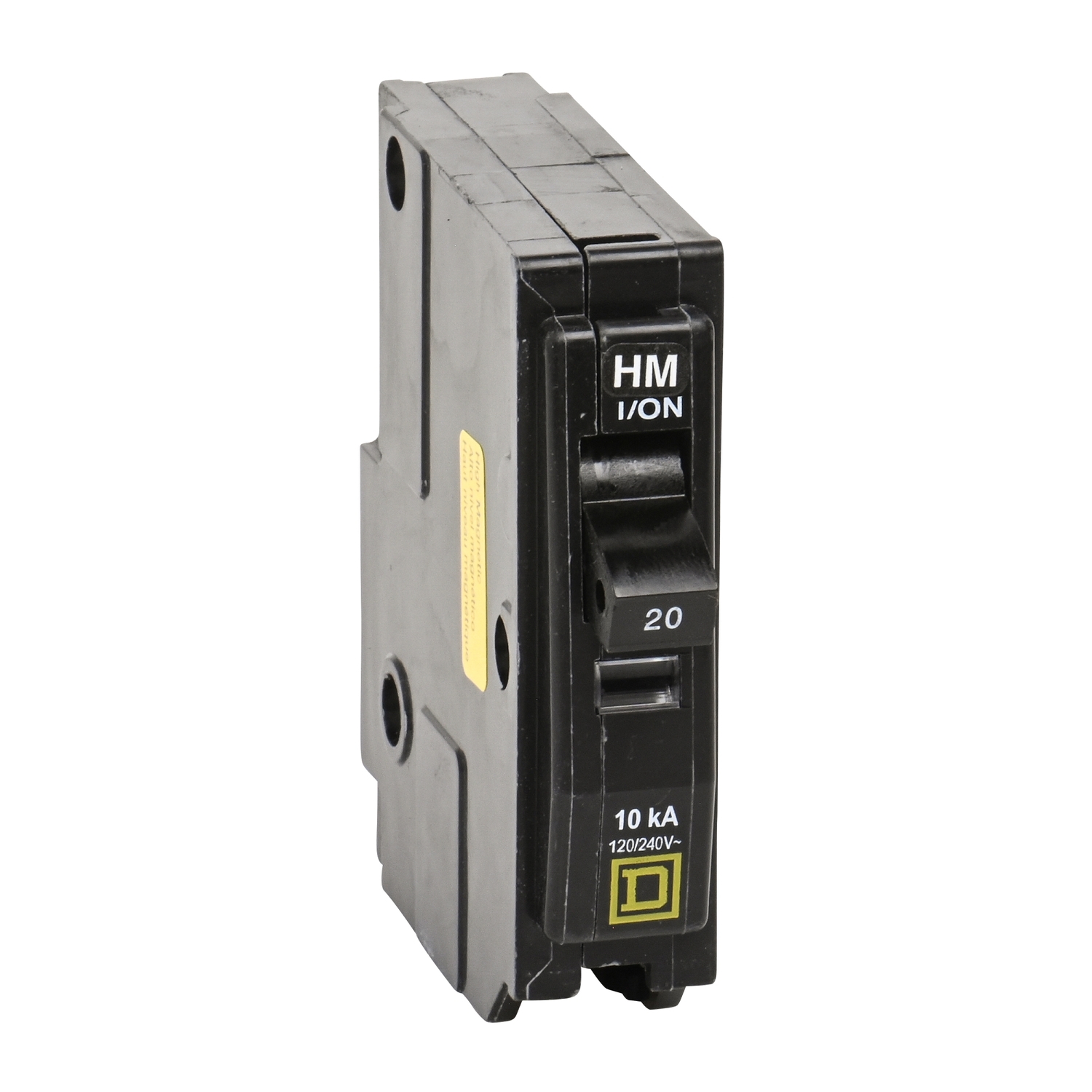QO1205264 Type QO Standard Miniature Circuit Breaker, 120/240 VAC, 48 VDC, 20 A, 5/10 kA Interrupt, 1 Poles, Thermal Magnetic Trip