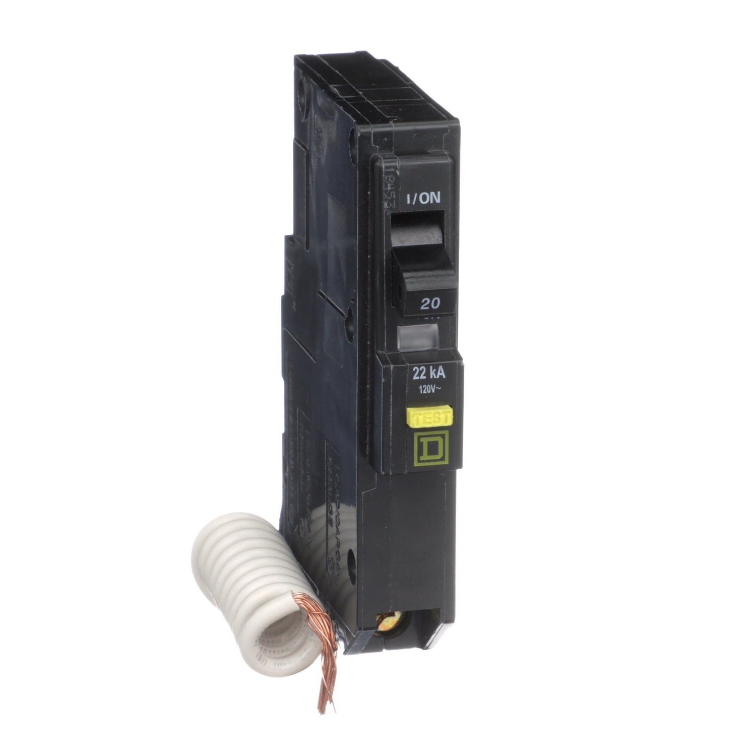 QO120VHGFI Miniature Circuit Breaker, 20 Amp, 1 Pole, 120V