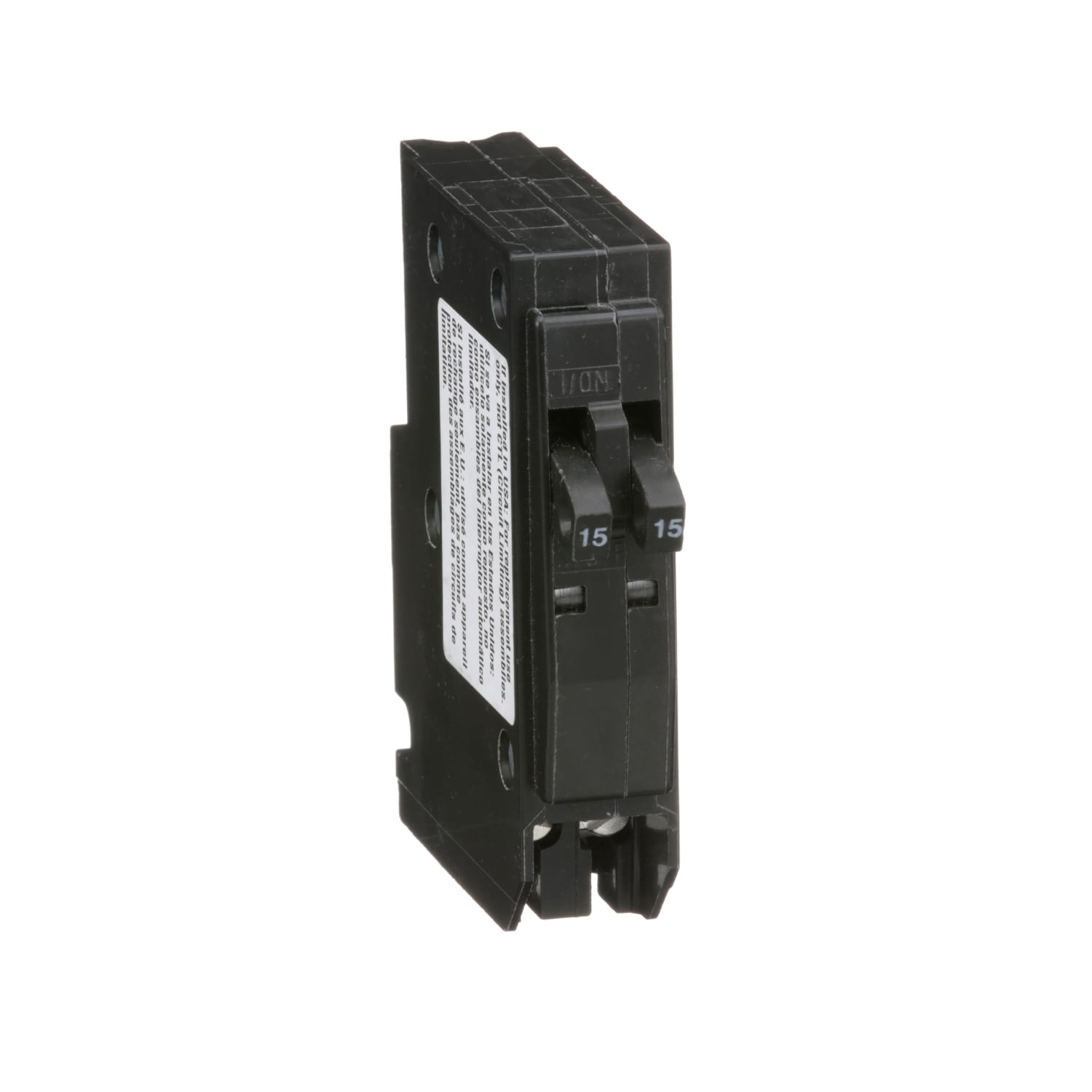 QO1515 Tandem Miniature Circuit Breaker, 120/240 V AC, 15 A, 10 kA Interrupt, 1 Pole, Thermal Magnetic Trip