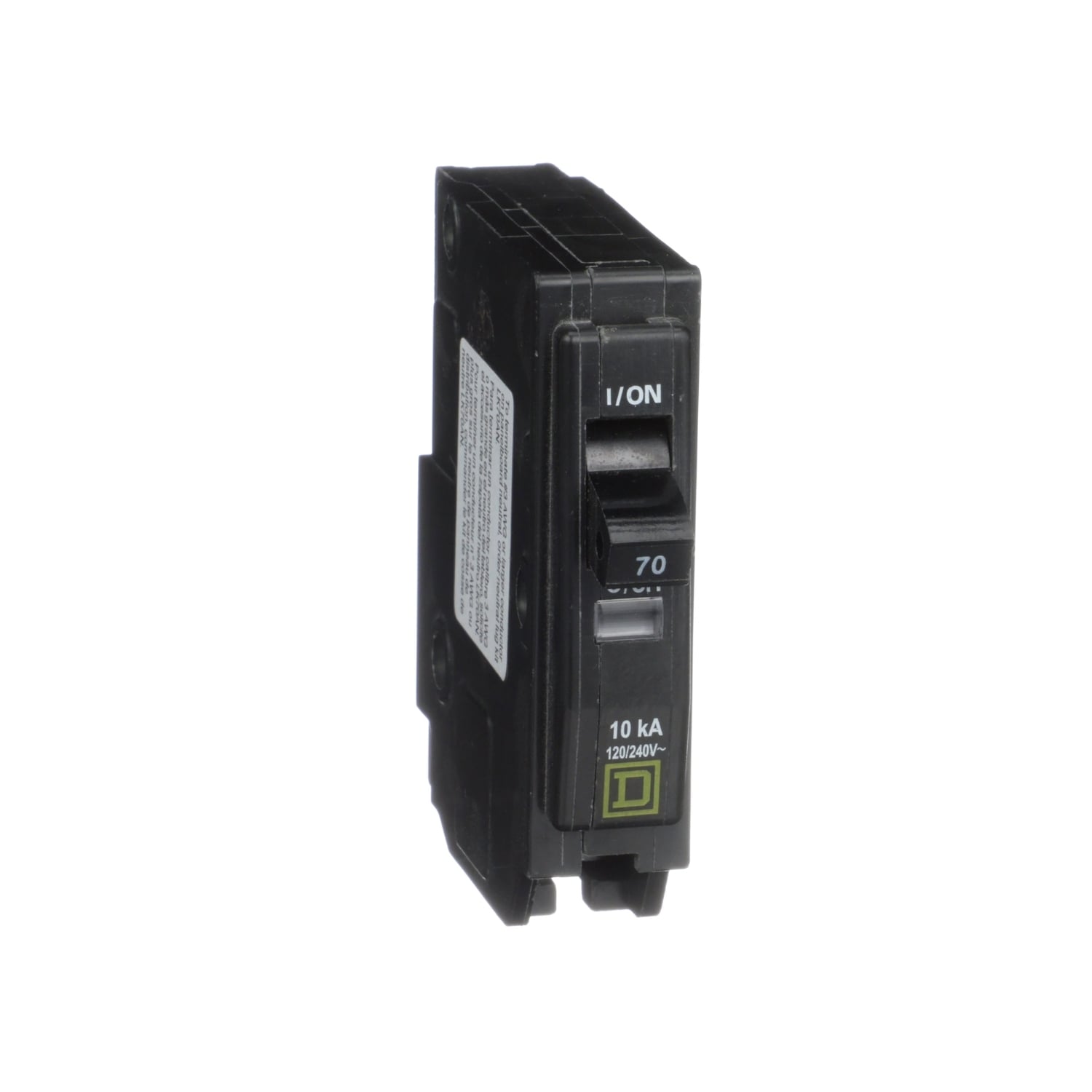 QO170 Type QO Standard Miniature Circuit Breaker, 120/240 V AC, 70 A, 10 kA Interrupt, 1 Pole, Thermal Magnetic Trip