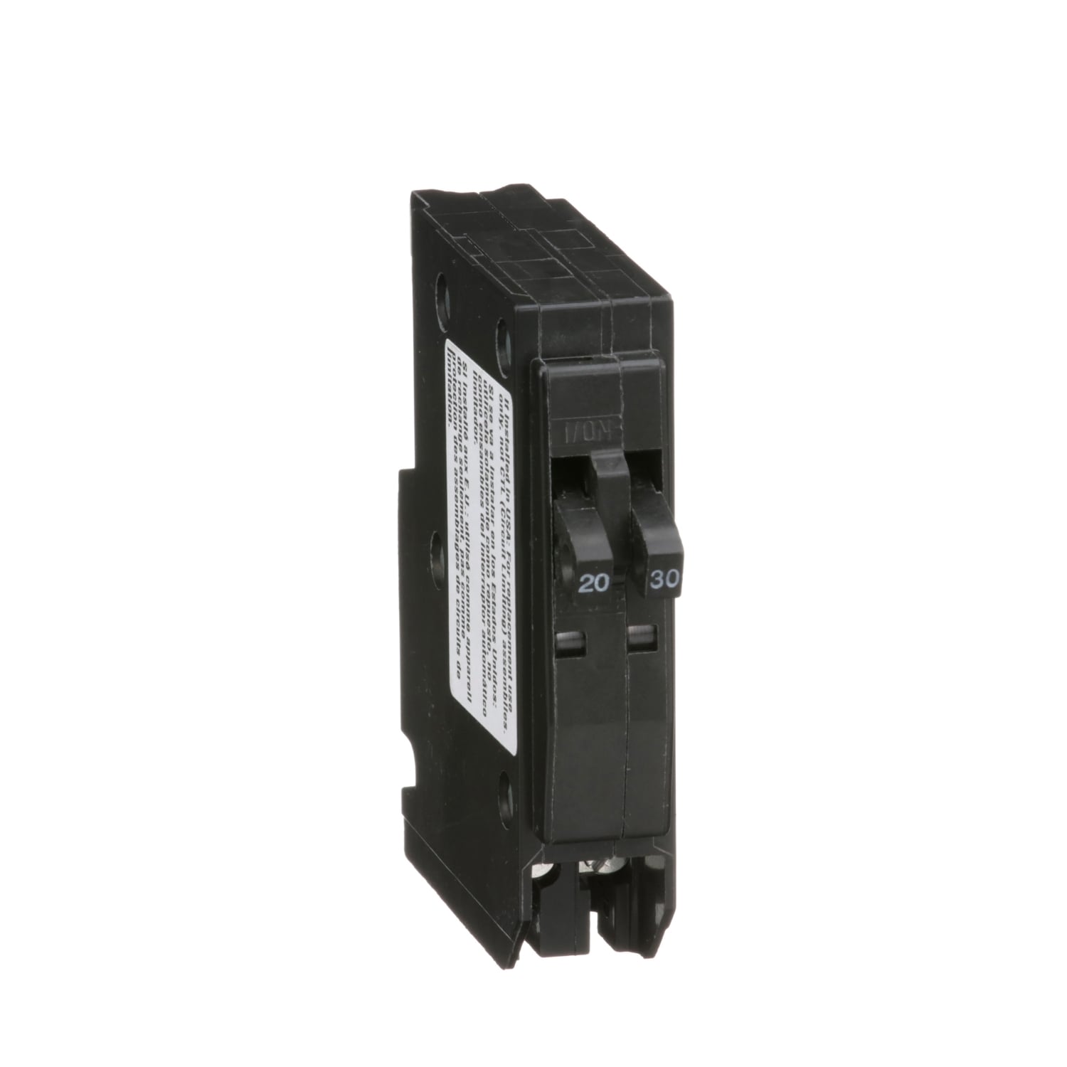 QO2030 Replacement Tandem Miniature Circuit Breaker, 120/240 V AC, 20/30 A, 10 kA Interrupt, 1 Pole, Thermal Magnetic Trip