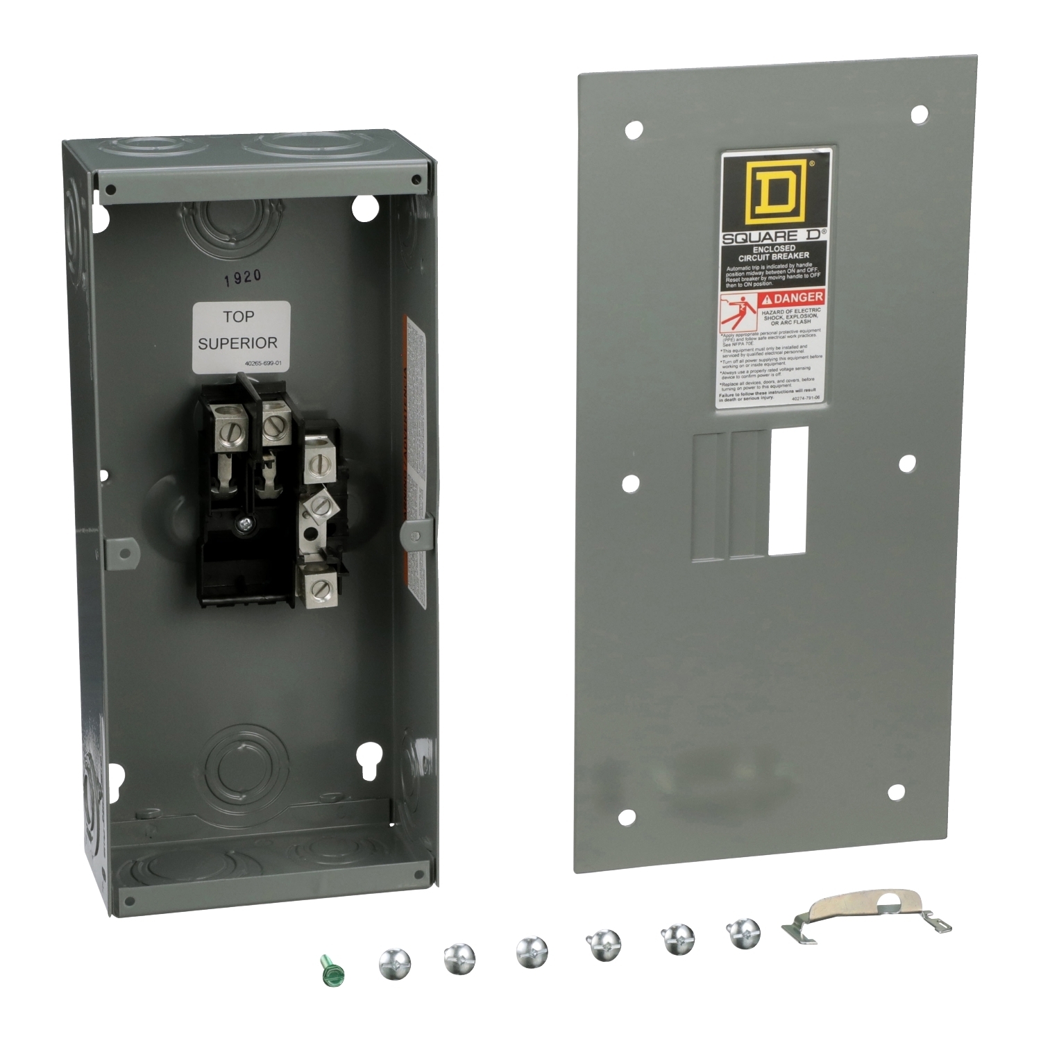 QO2100BNF 1-Phase Circuit Breaker Enclosure, 240 V AC, 100 A, 2 Poles, 22 kA Interrupt