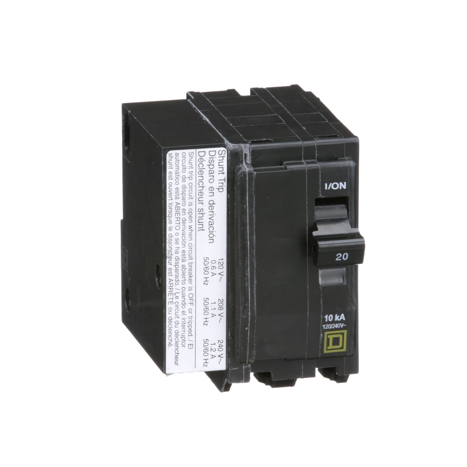 QO2201021 Standard Miniature Circuit Breaker, 120/240 V AC, 20 A, 10 kA Interrupt, 2 Poles, Thermal Magnetic Trip