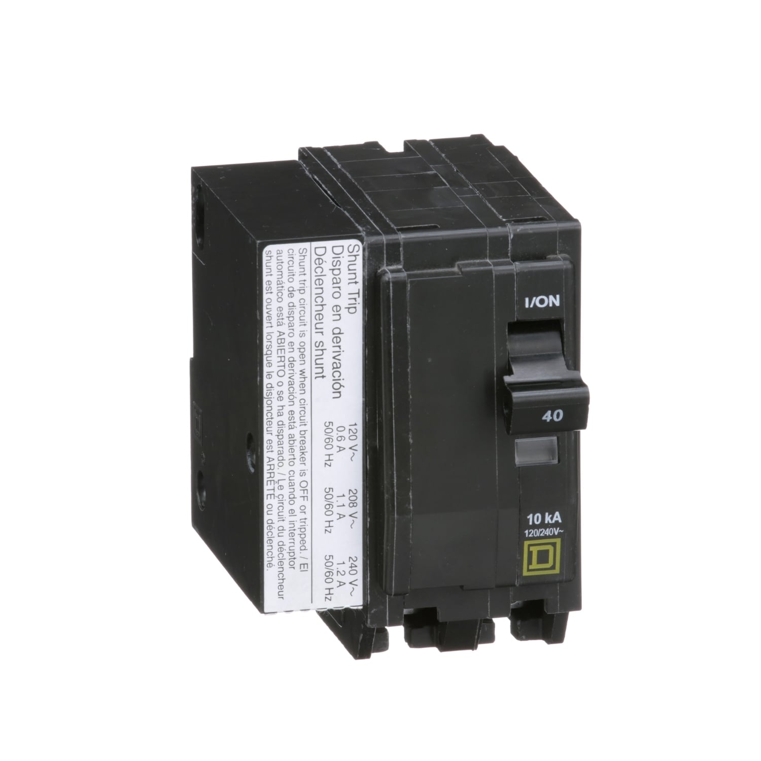 QO2401021 Standard Miniature Circuit Breaker, 120/240 V AC, 40 A, 10 kA Interrupt, 2 Poles, Thermal Magnetic Trip