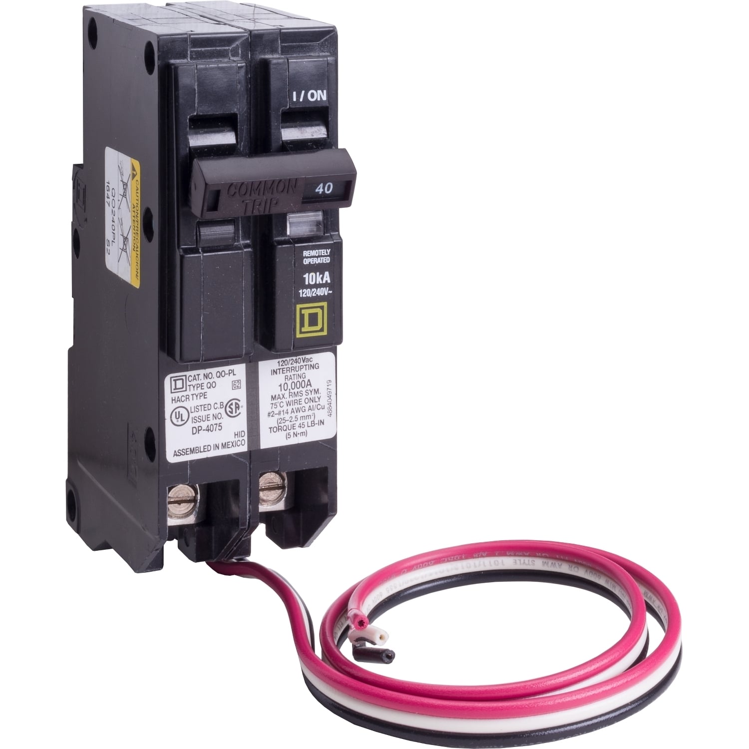 QO240PL Miniature Circuit Breaker, 40 Amp, 2 Pole, 120/240V