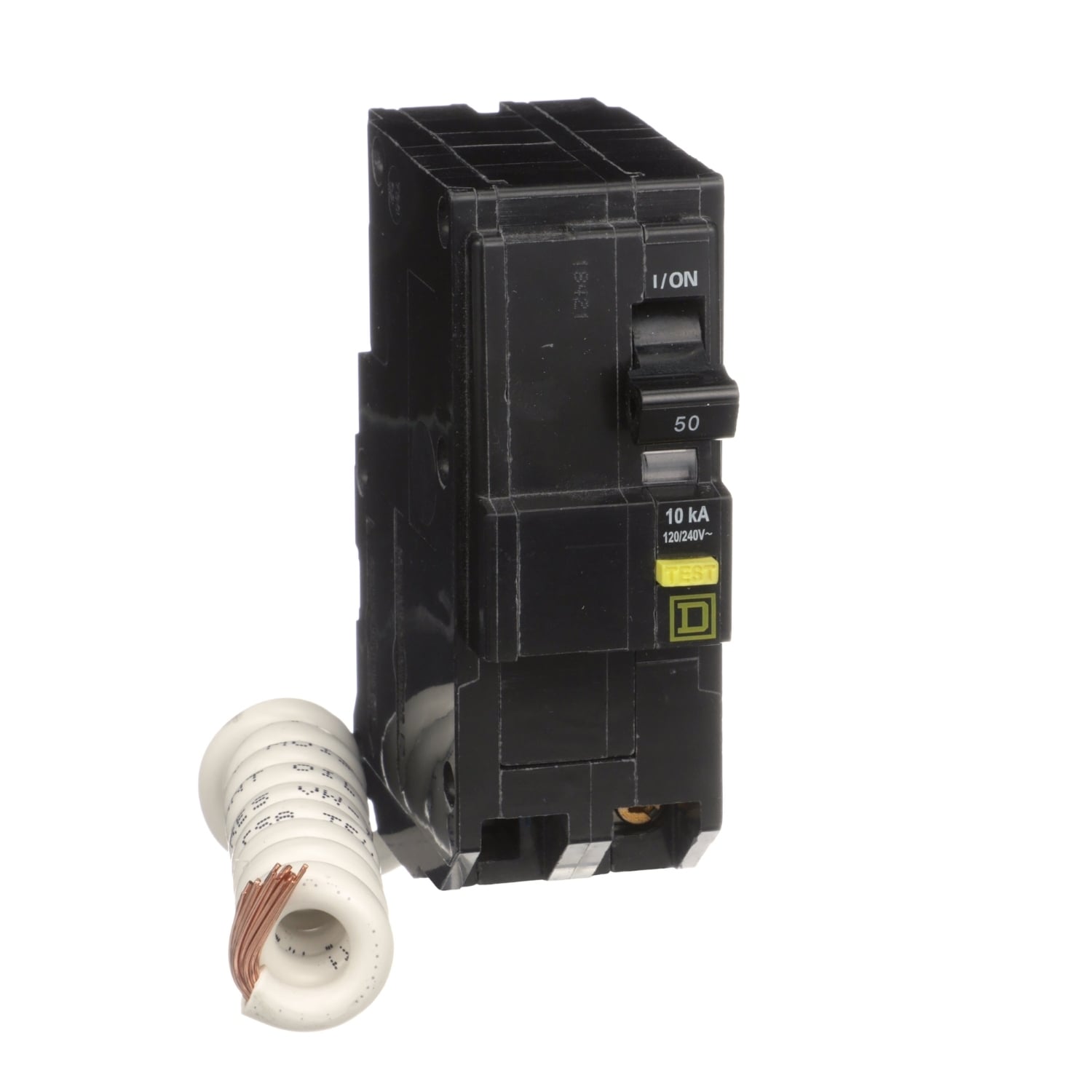 QO250GFIC Type QO-GFI Class A Ground Fault Miniature Circuit Breaker, 120/240 V AC, 50 A, 10 kA Interrupt, 2 Poles, Thermal Magnetic Trip