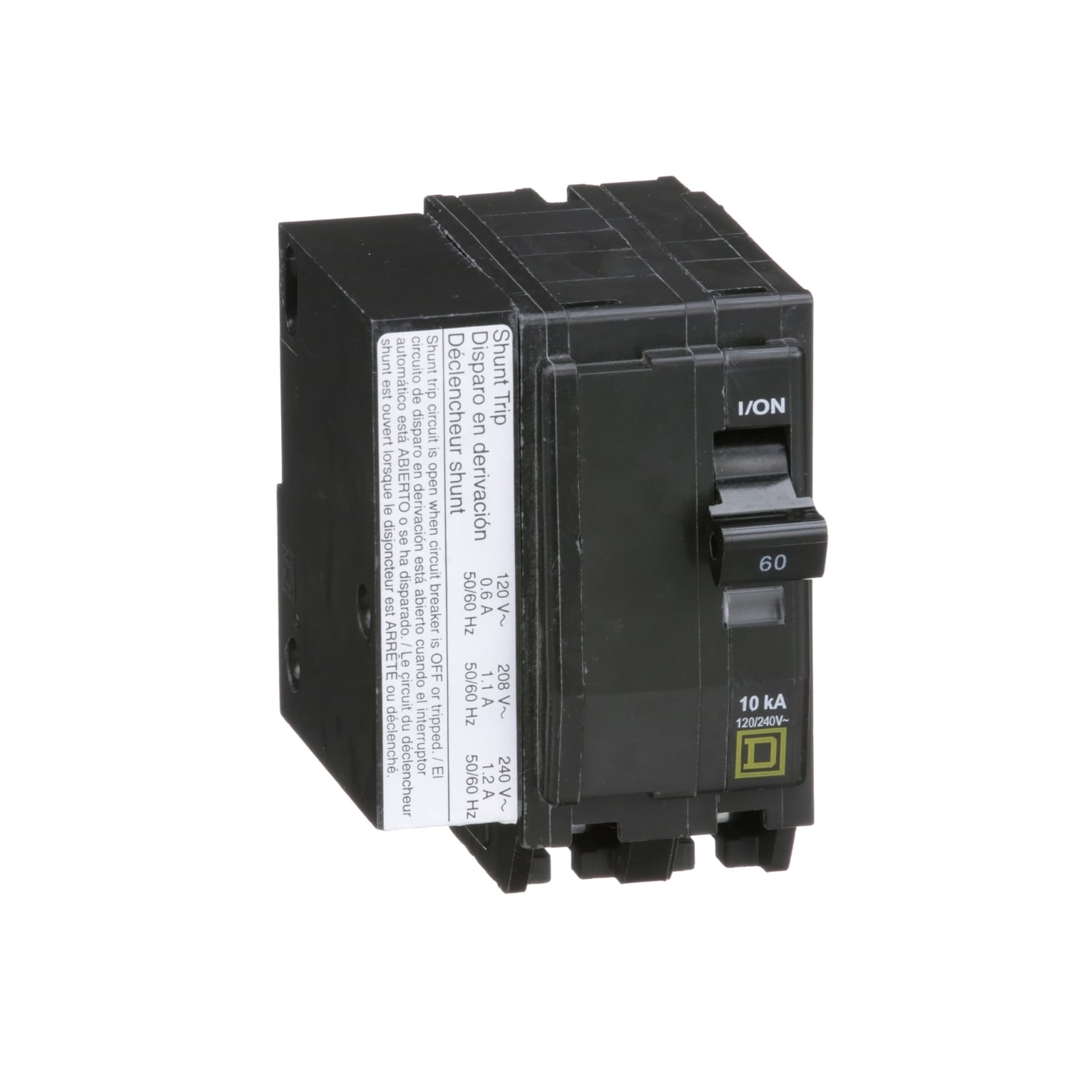 QO2601021 Standard Miniature Circuit Breaker, 120/240 V AC, 60 A, 10 kA Interrupt, 2 Poles, Thermal Magnetic Trip