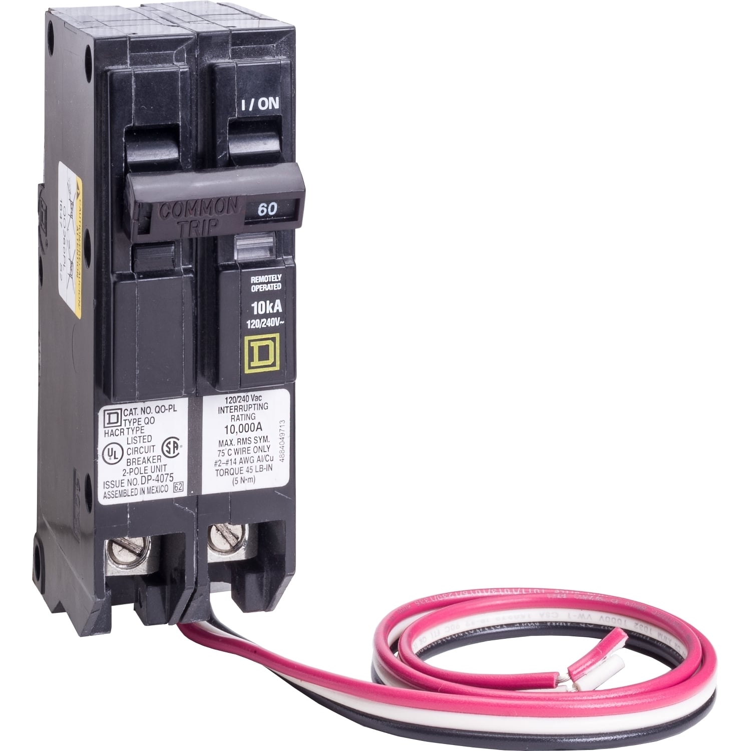 QO260PL Miniature Circuit Breaker, 60 Amp, 2 Pole, 120/240V