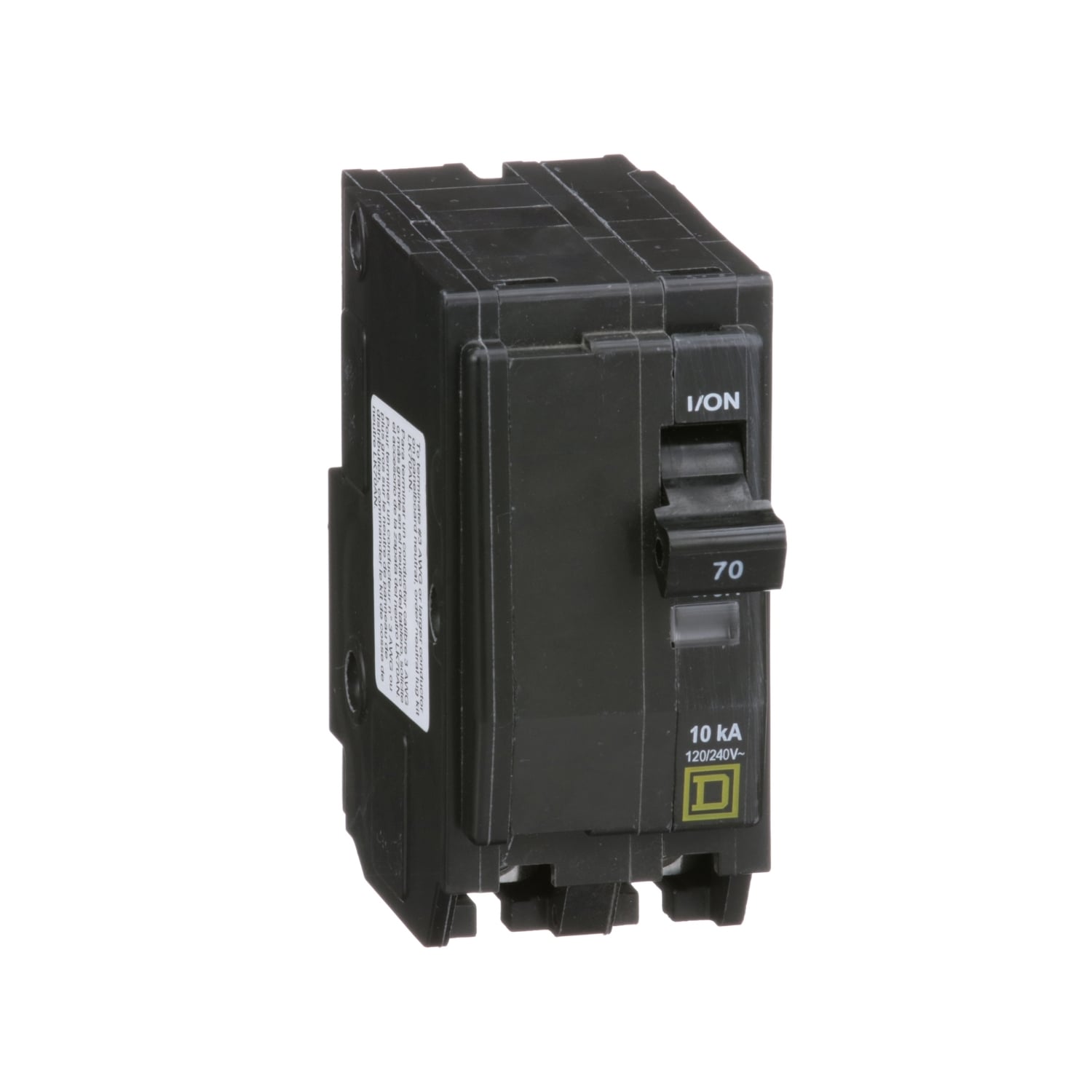 QO270 Standard Miniature Circuit Breaker, 120/240 V AC, 70 A, 10 kA Interrupt, 2 Poles, Thermal Magnetic Trip