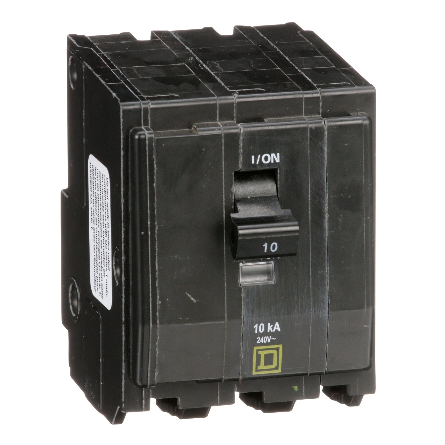 QO310 Standard Miniature Circuit Breaker, 240 V AC, 10 A, 10 kA Interrupt, 3 Poles, Thermal Magnetic Trip