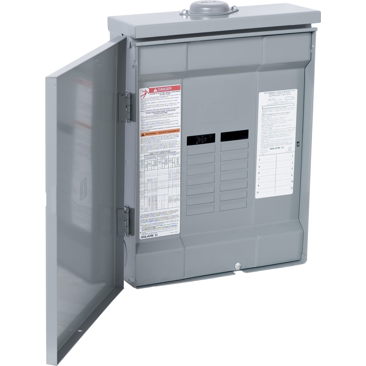 QO312ML1RB 3-Phase Main Lug Load Center With Rainproof Cover, 120/240 V AC, 125 A, 65 kA Interrupt