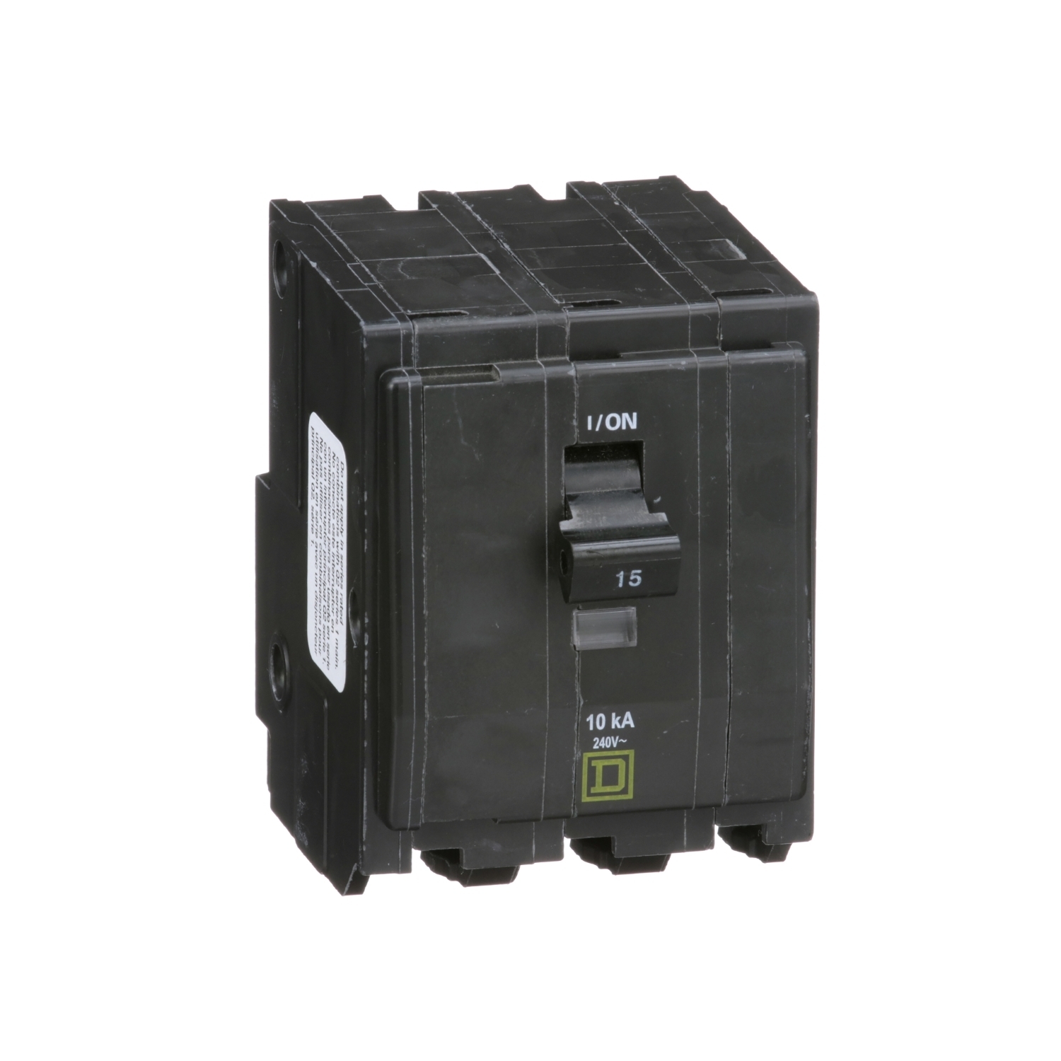 QO315 Standard Miniature Circuit Breaker, 240 V AC, 15 A, 10 kA Interrupt, 3 Poles, Thermal Magnetic Trip