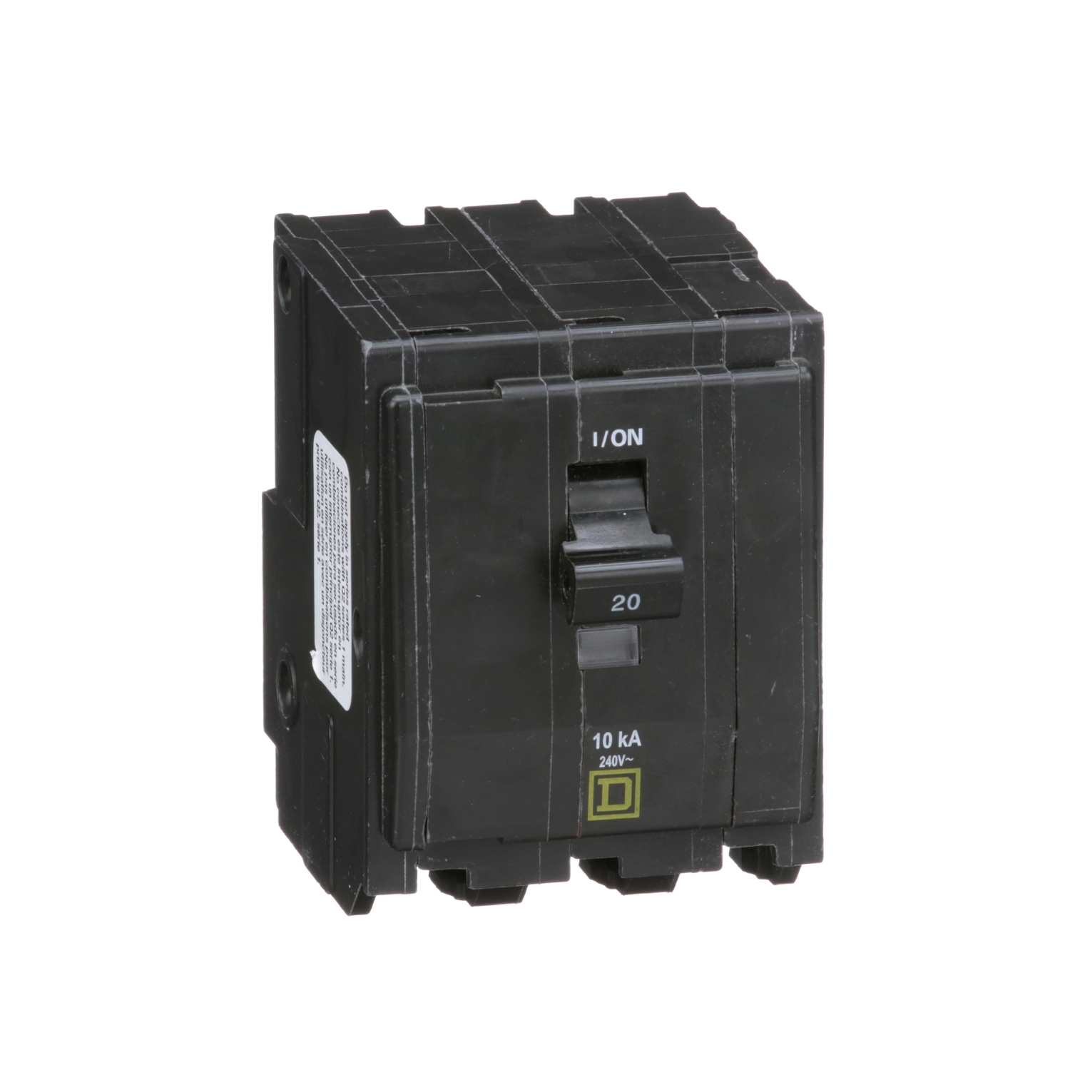 QO320 Standard Miniature Circuit Breaker, 240 V AC, 20 A, 10 kA Interrupt, 3 Poles, Thermal Magnetic Trip